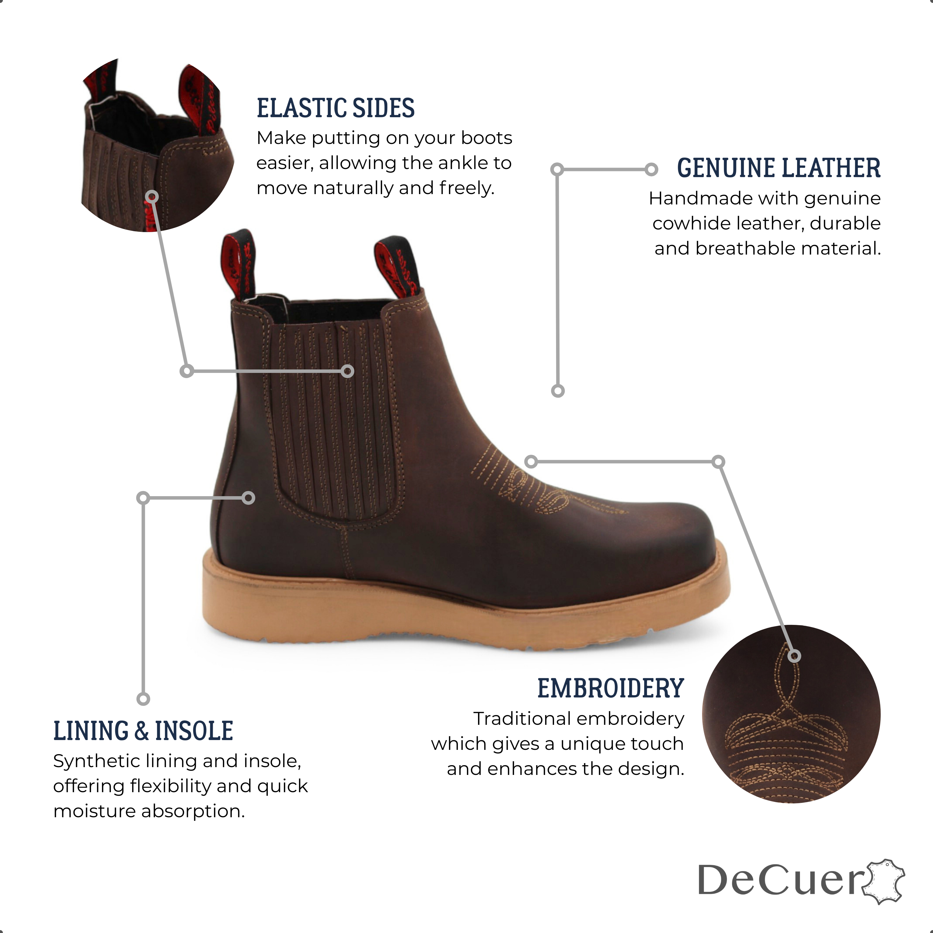 Cuatrero Men's Brown Leather Short Boots