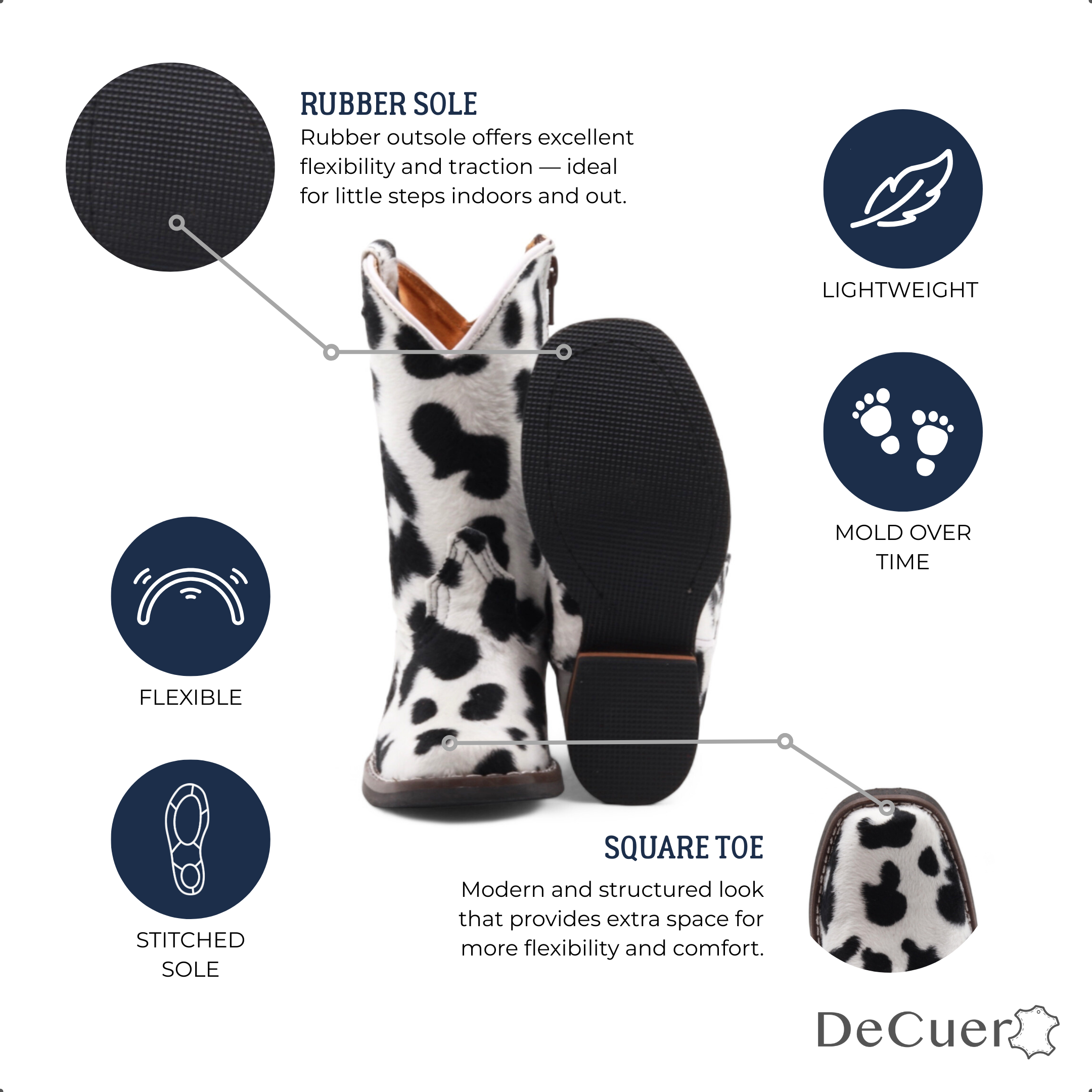 Beau Kids Cow Print Leather Boots