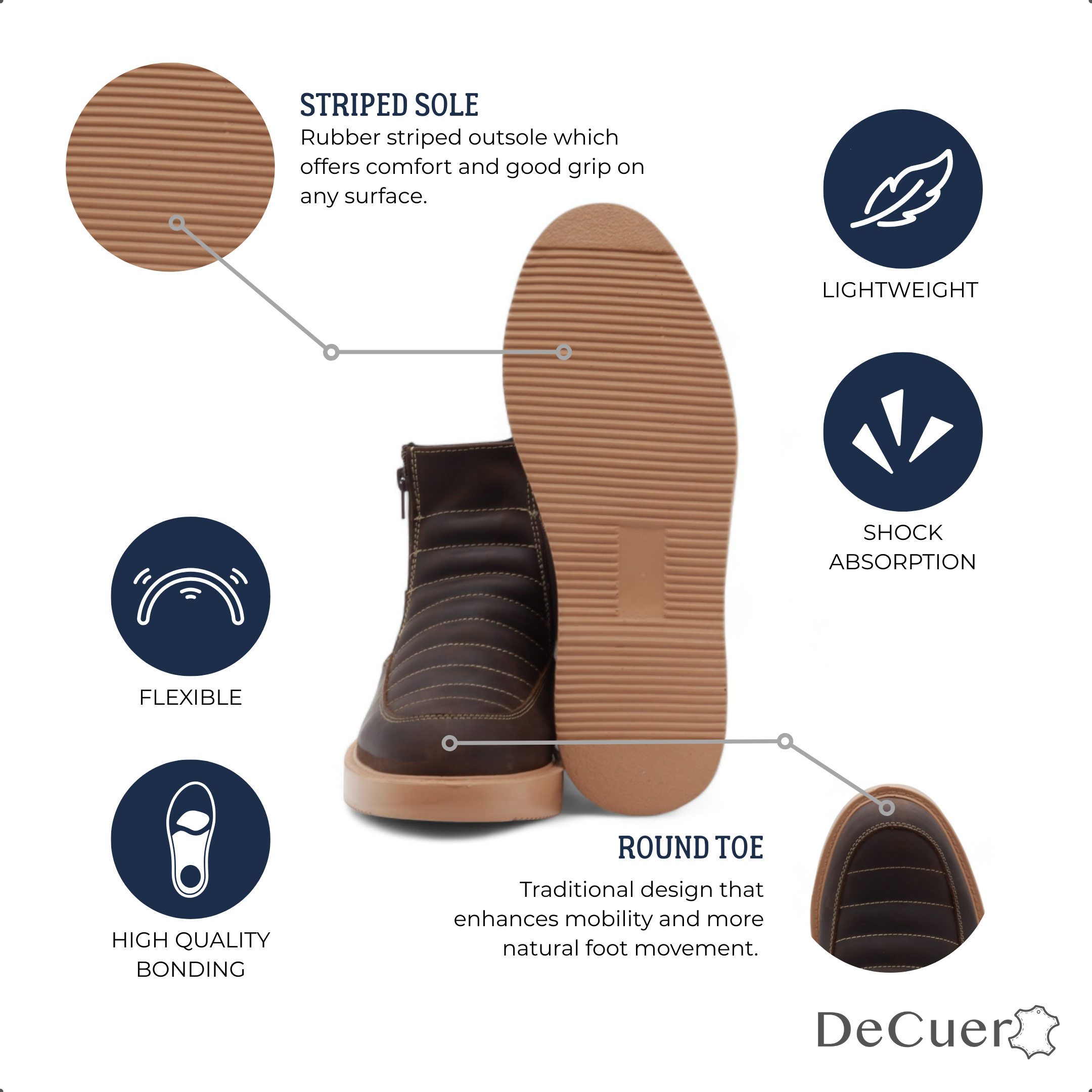 Nube Men's Brown Leather Short Boots