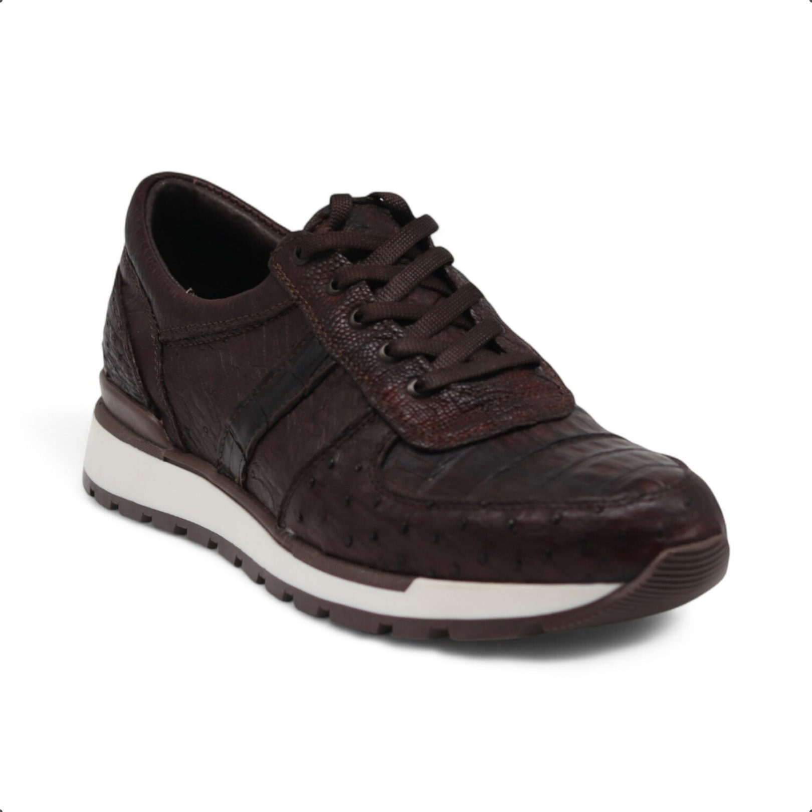 Fabio Men's Brown Croc Belly Exotic Leather Sneakers