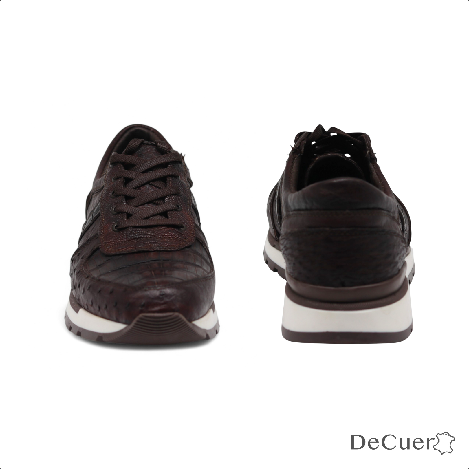 Fabio Men's Brown Croc Belly Exotic Leather Sneakers