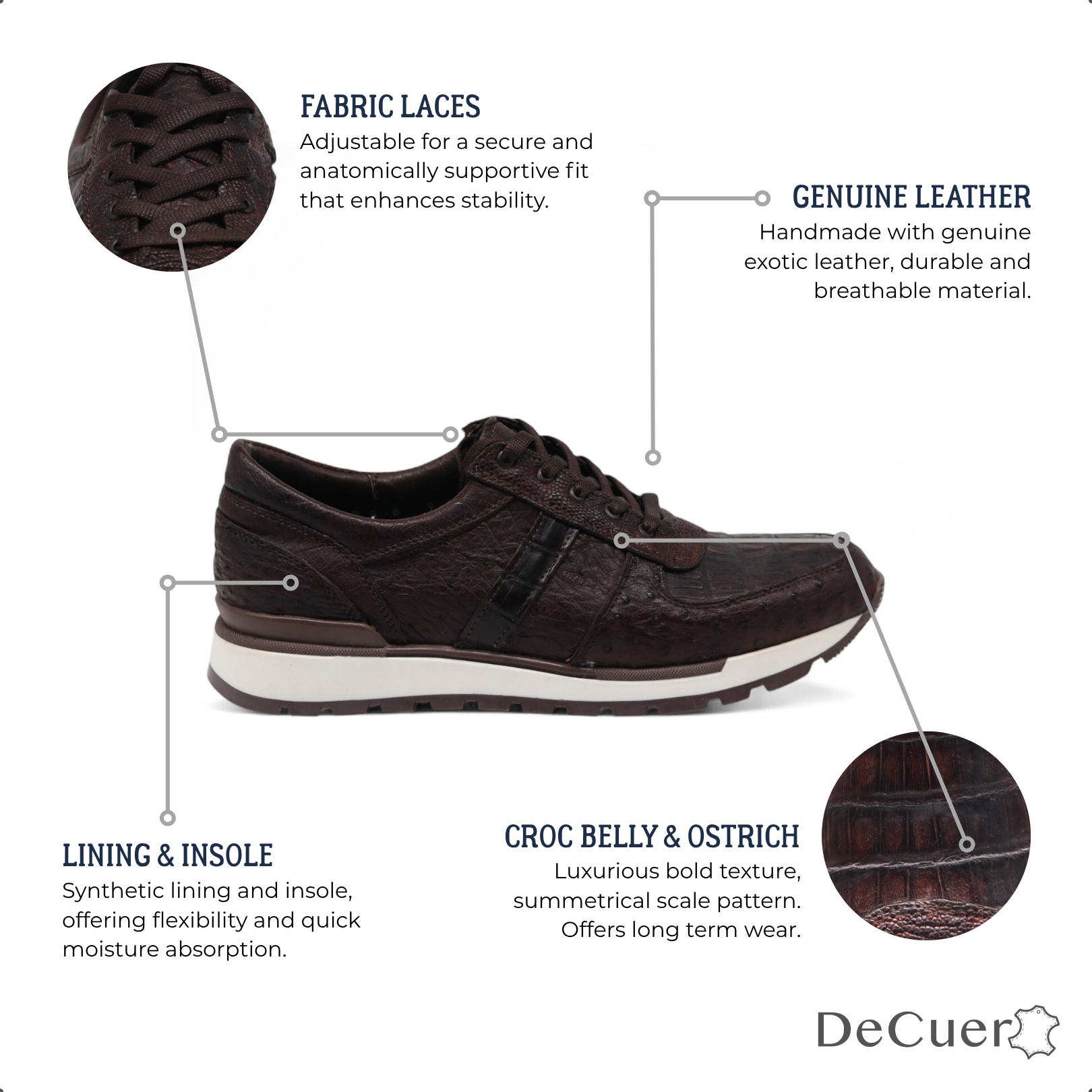 Fabio Men's Brown Croc Belly Exotic Leather Sneakers