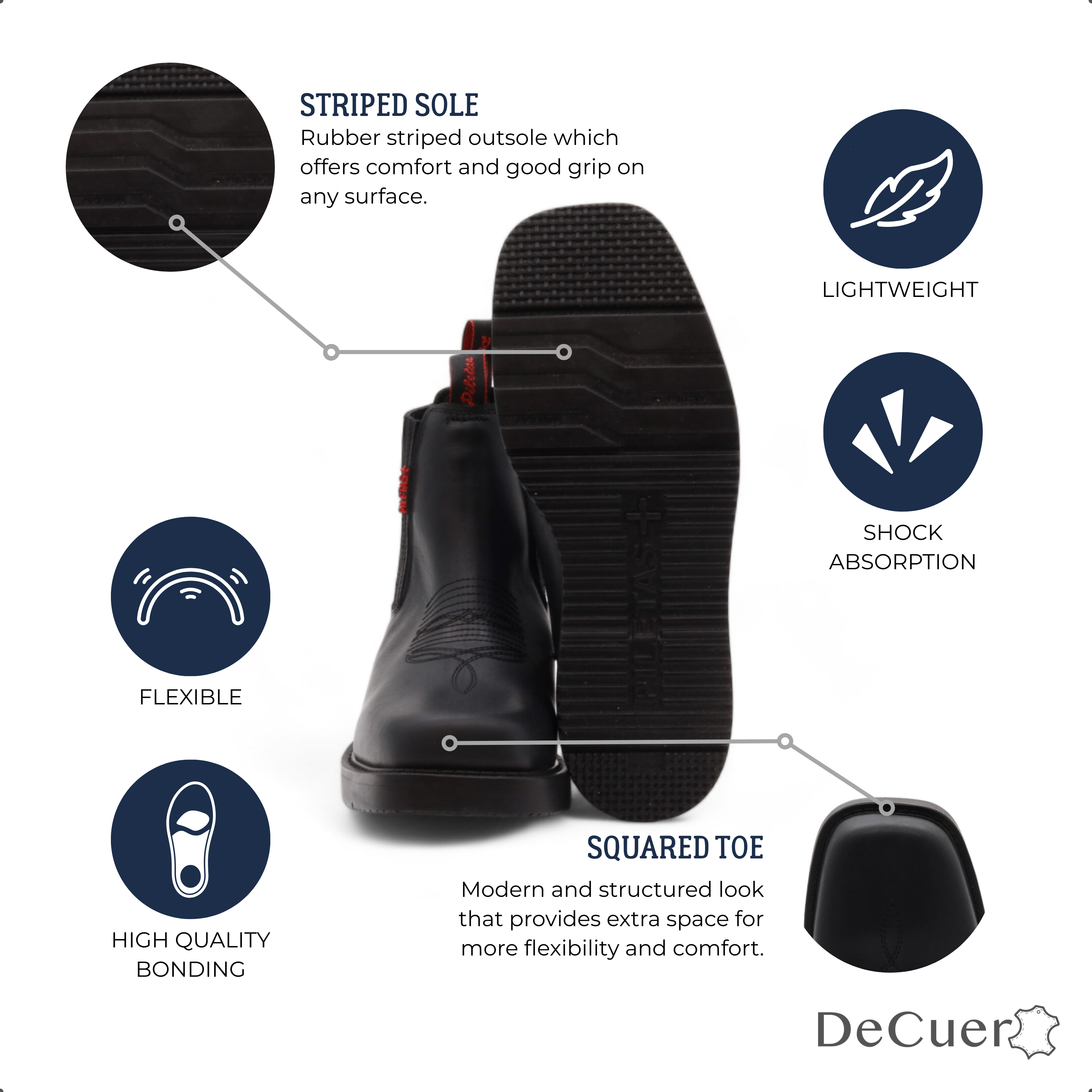 Cuatrero Men's Black Leather Short Boots