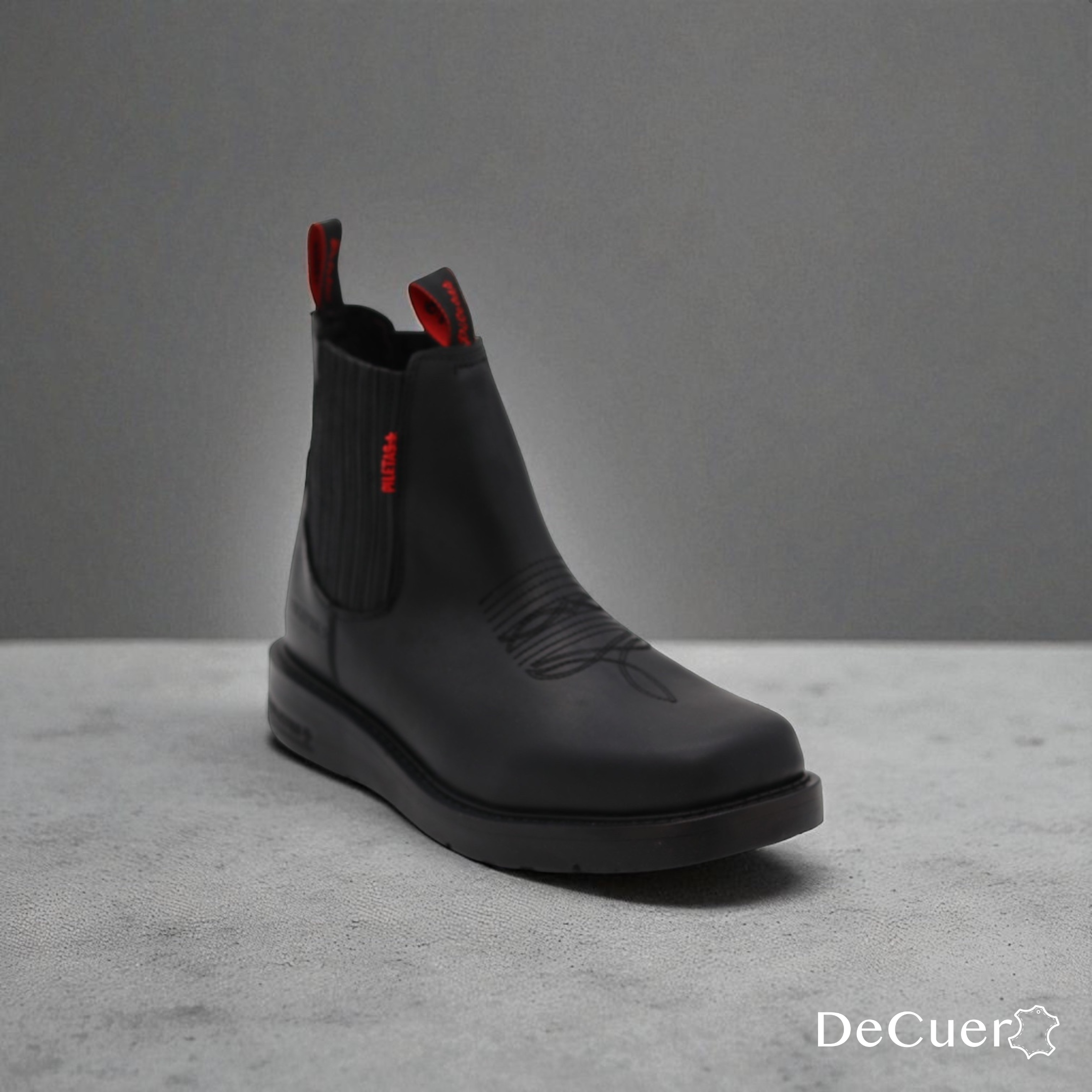 Cuatrero Men's Black Leather Short Boots