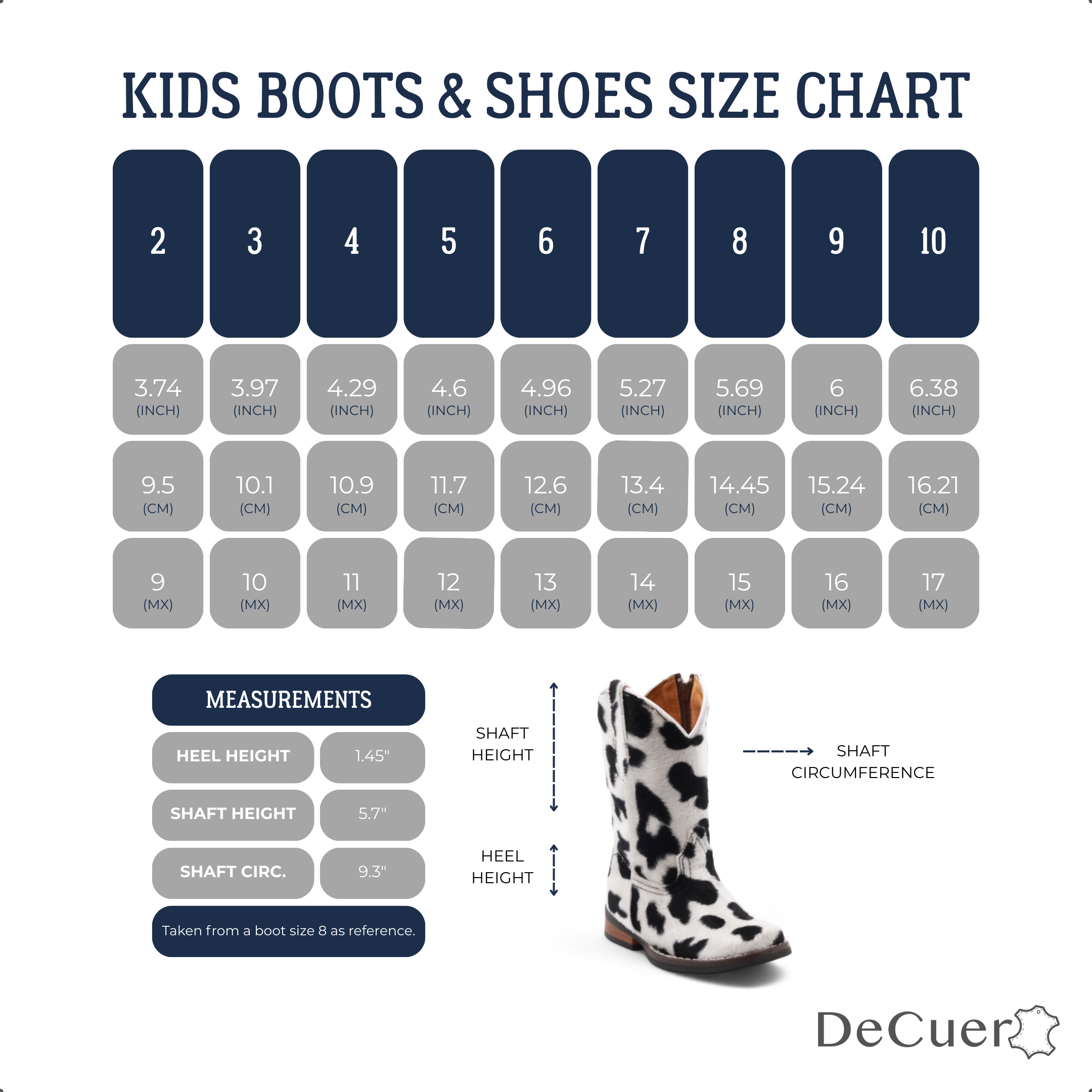Beau Kids Cow Print Leather Boots