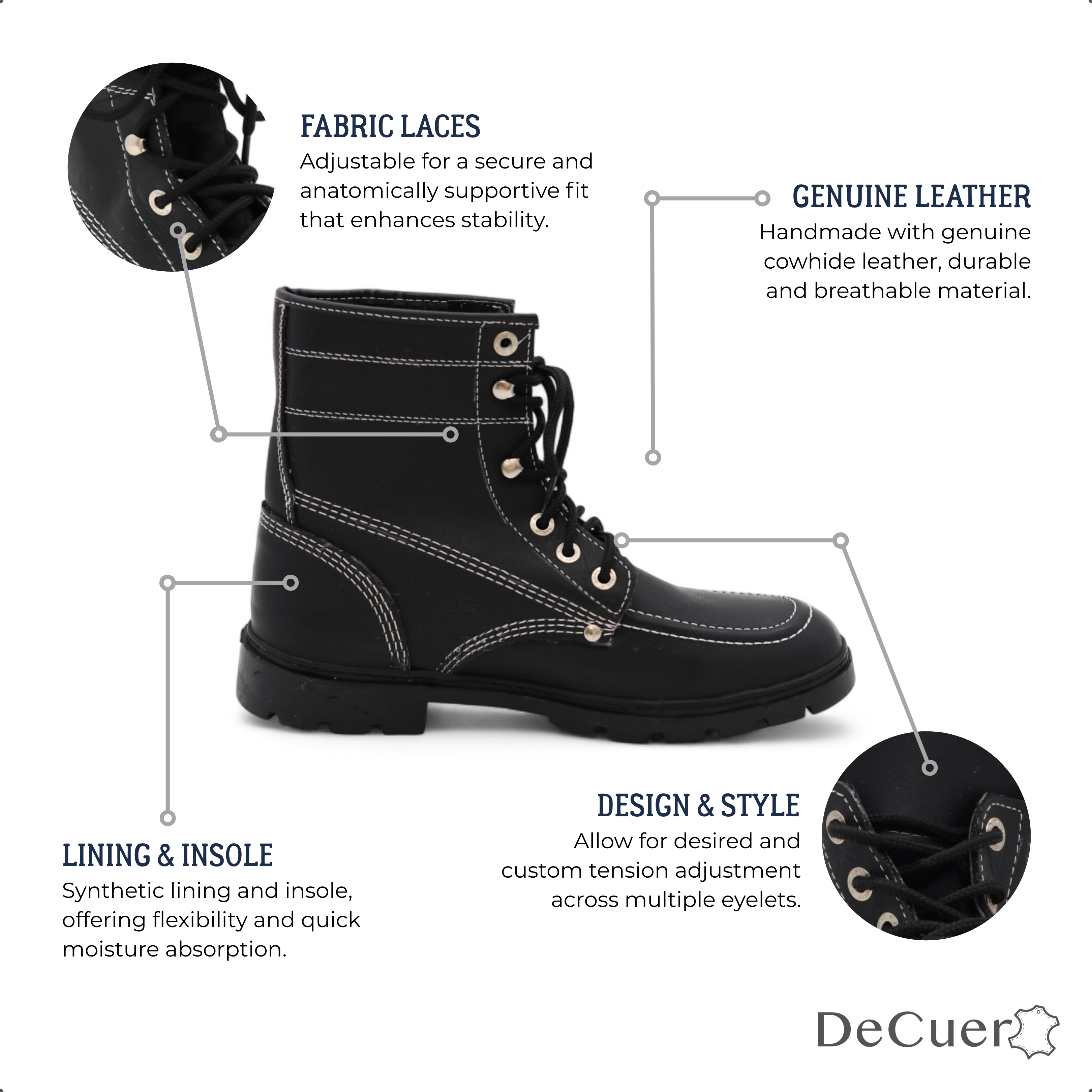 Tracker Men's Black Leather Short Boots