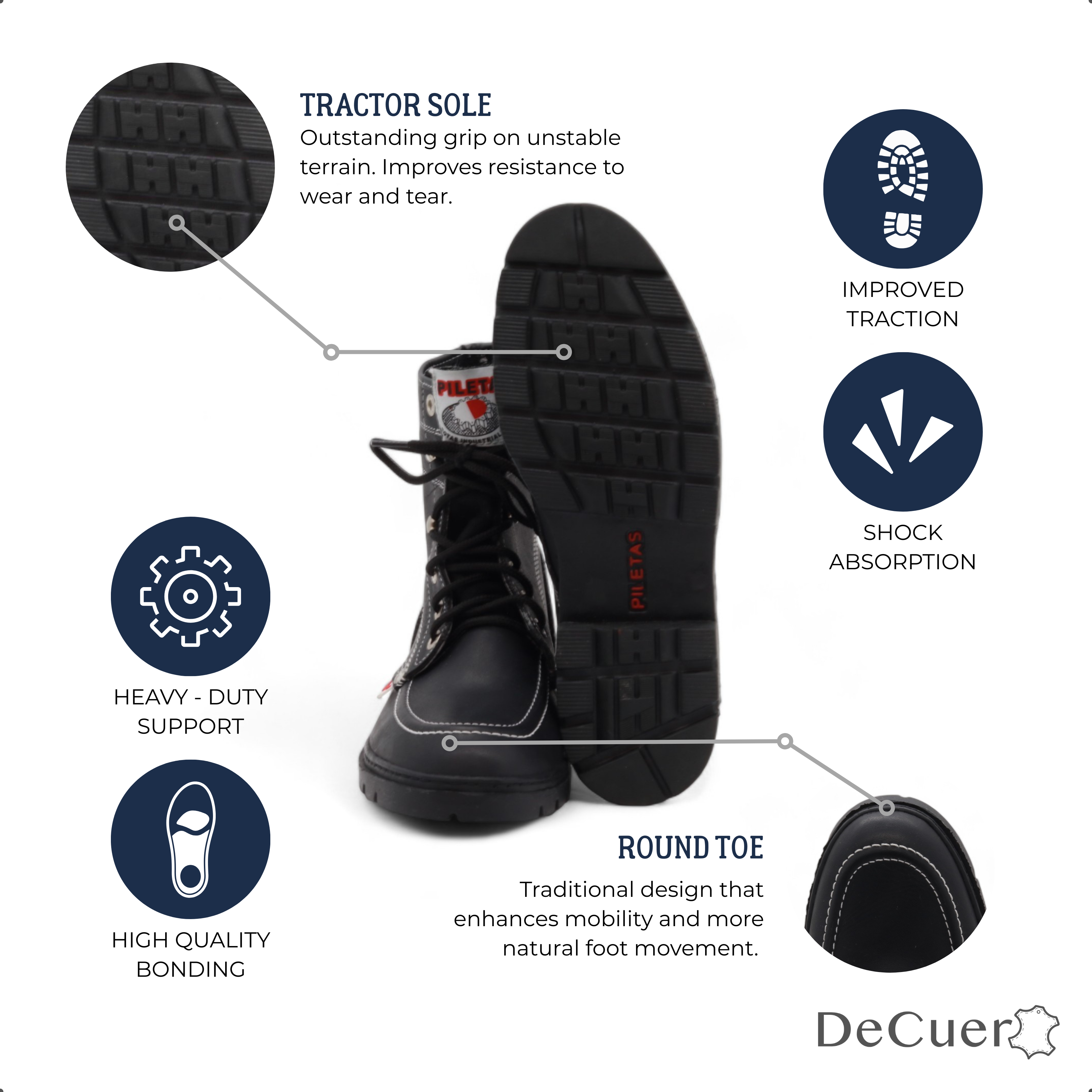 Tracker Men's Black Leather Short Boots