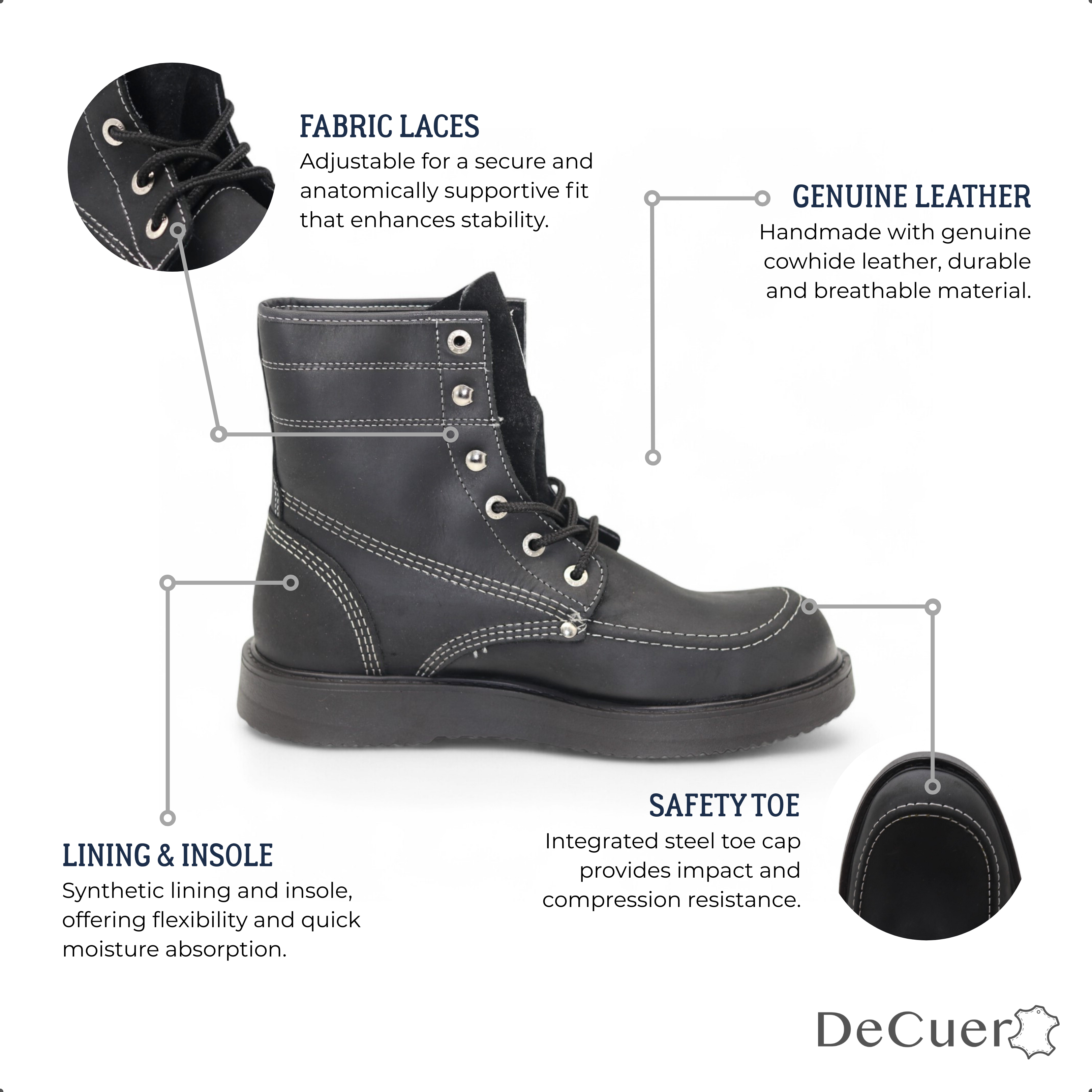 Trooper Men's Black Leather Steel Toe Boots