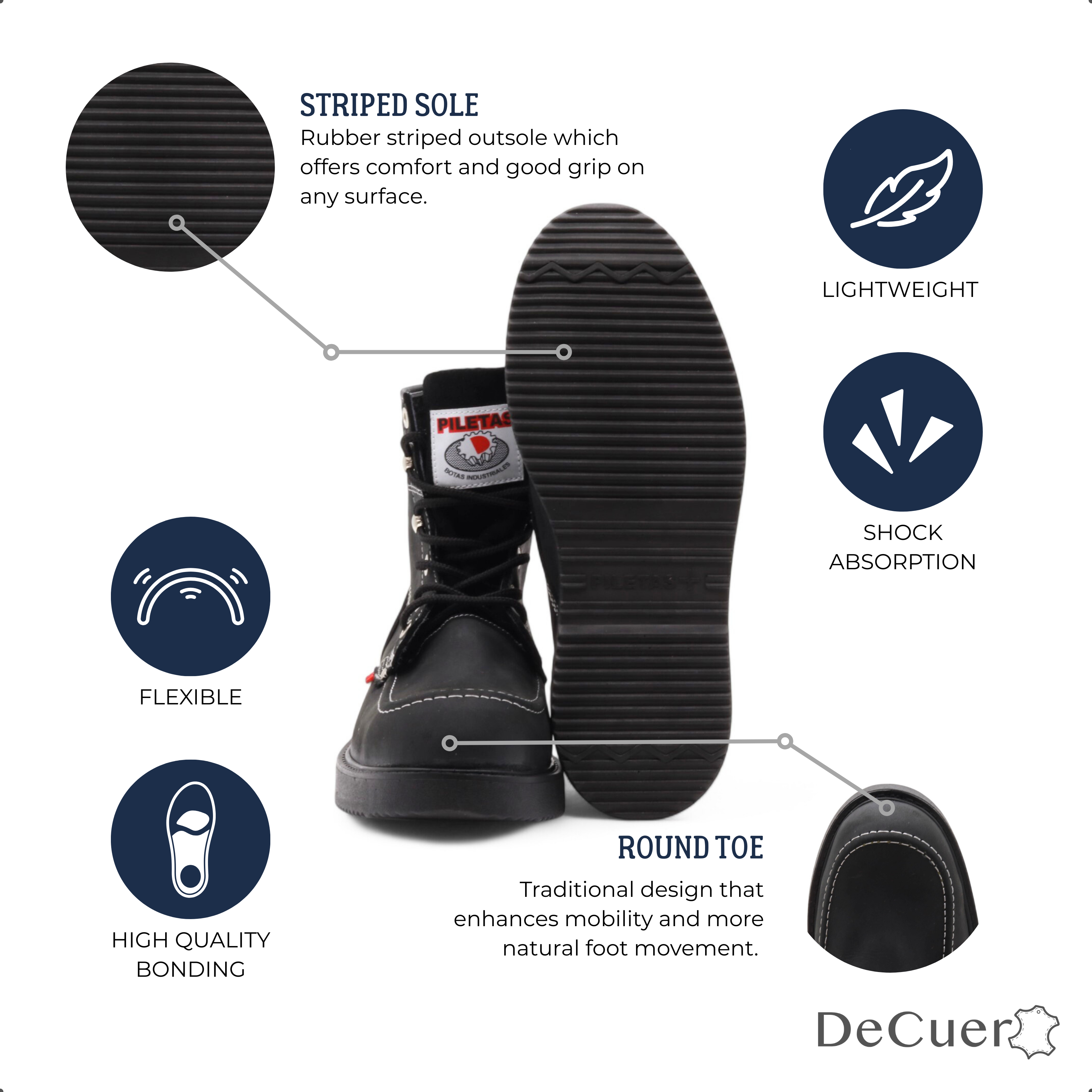 Trooper Men's Black Leather Steel Toe Boots