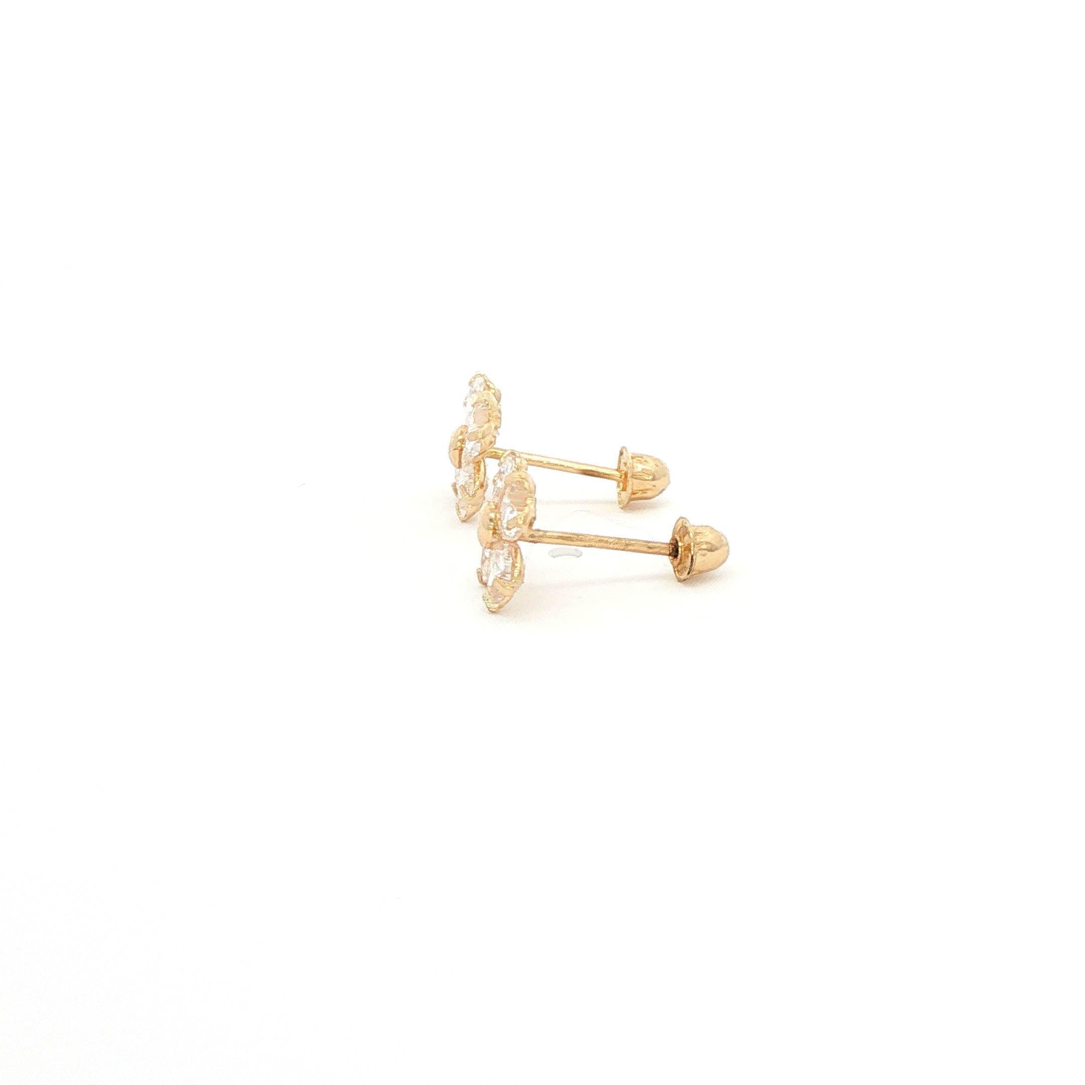 Yellow Gold 14K Stud Earrings with Round Cut Cz