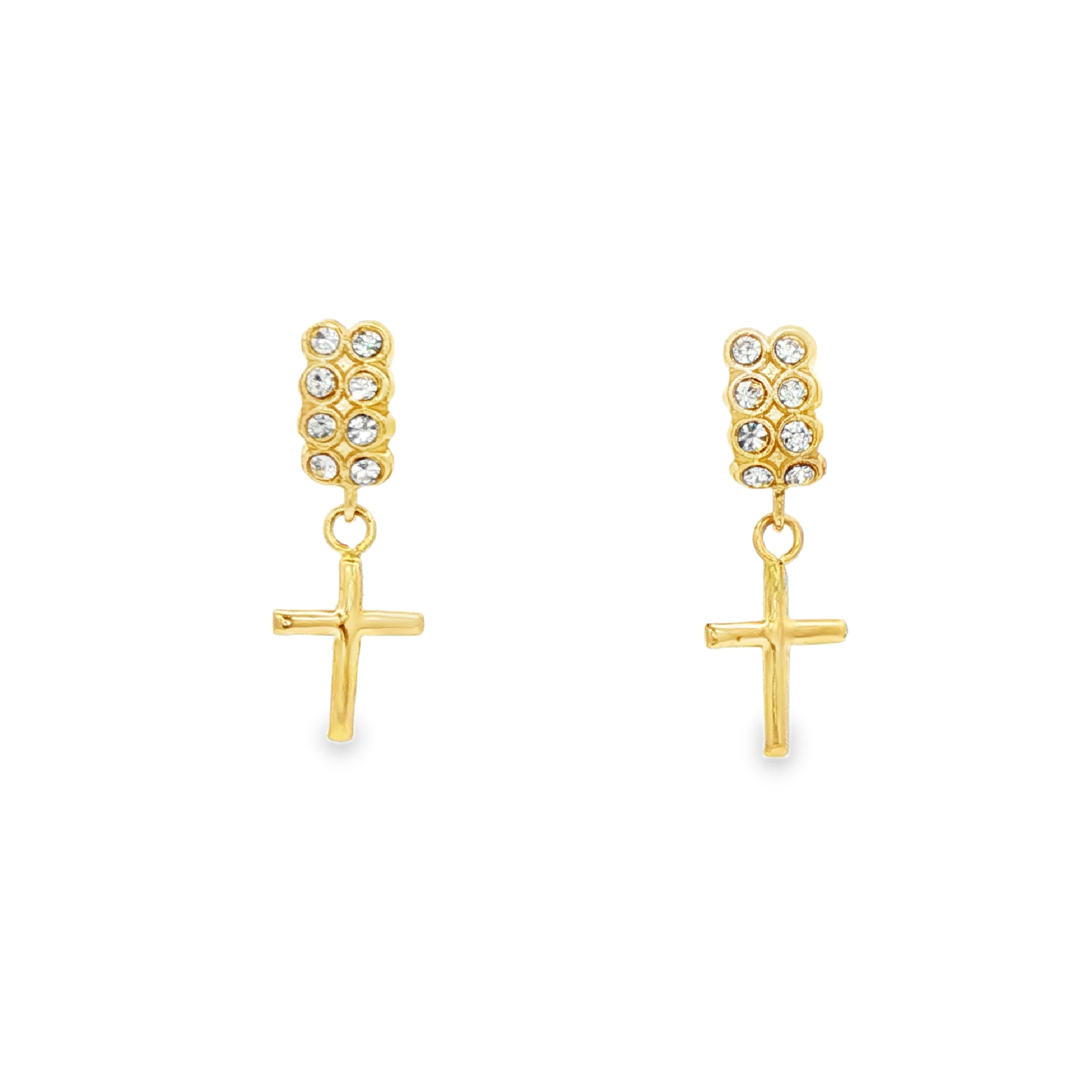 Yellow Gold 10K Pendant with Round Cut Cz Cross