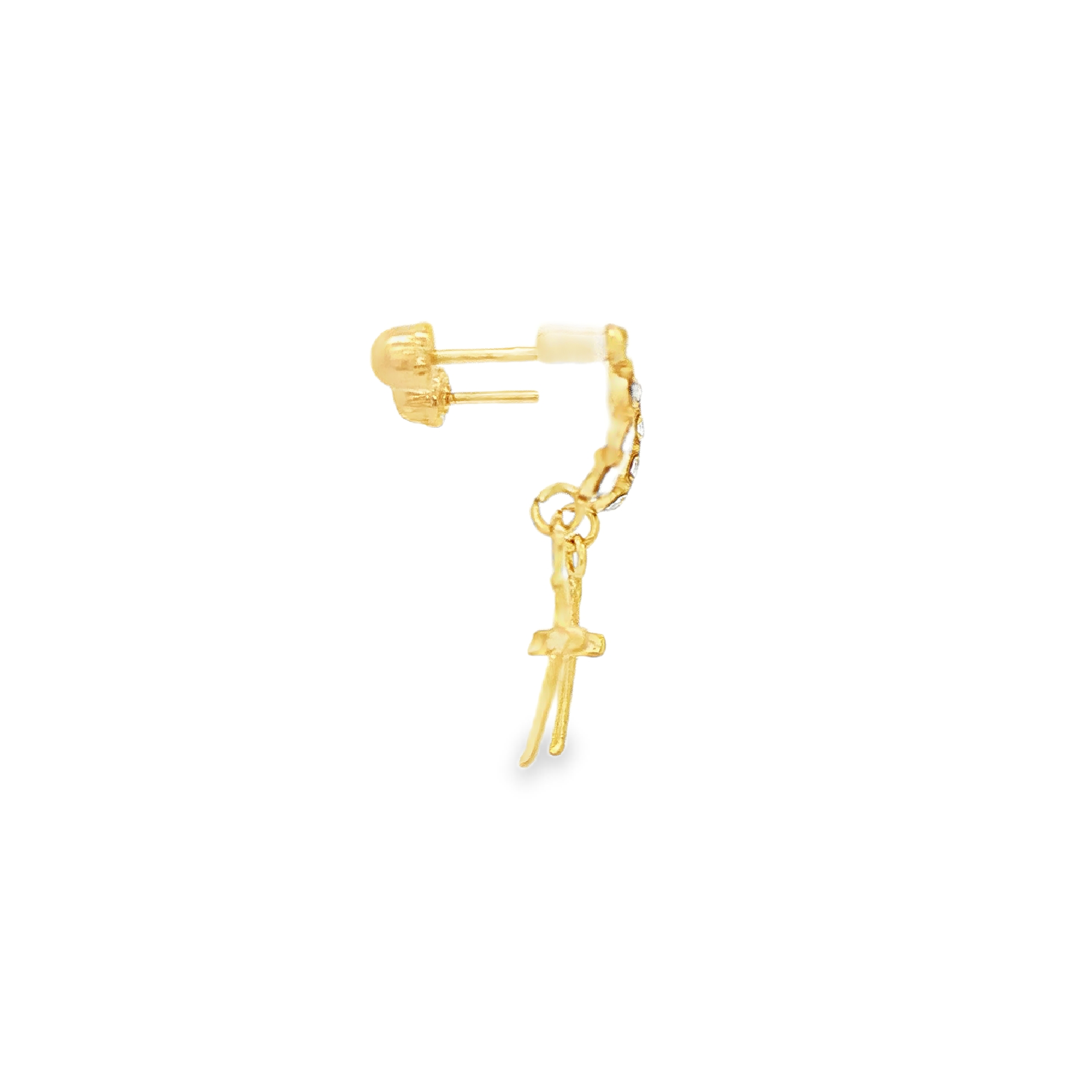 Yellow Gold 10K Pendant with Round Cut Cz Cross