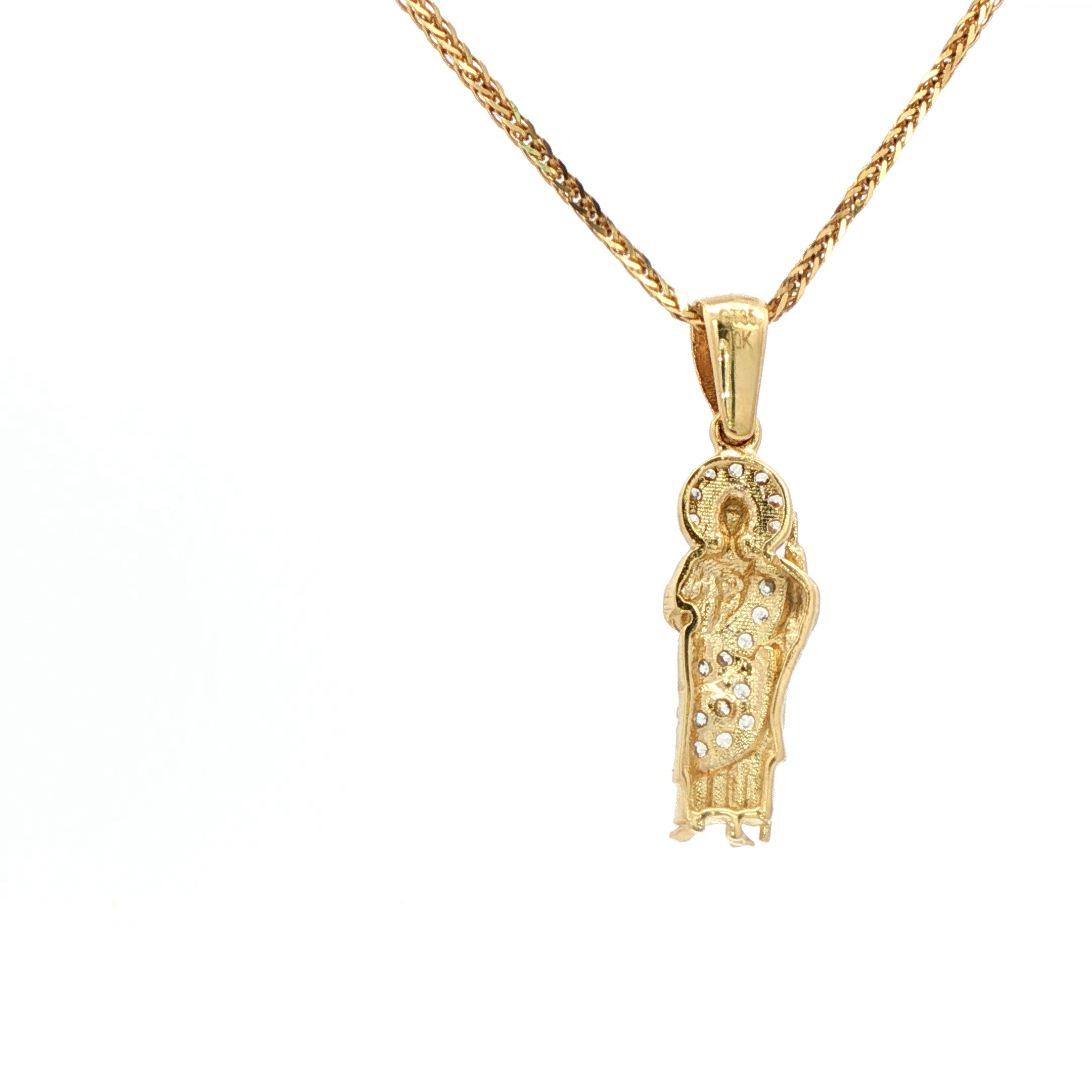 Yellow Gold 10K St. Jude Pendant with Round Cut Cz