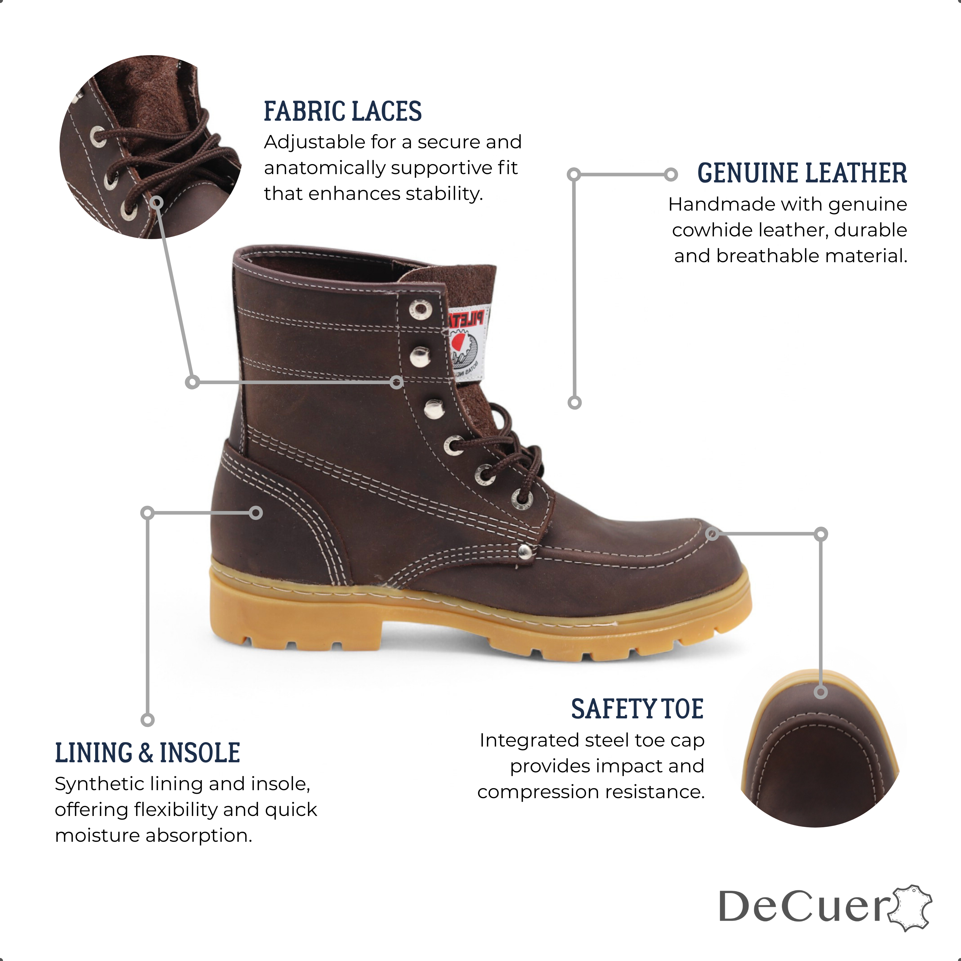 Trooper TR Men's Brown Leather Steel Toe Boots