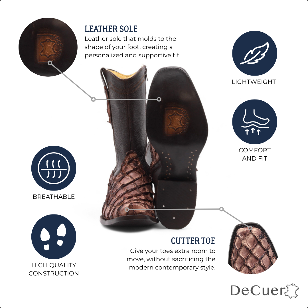 Anders Men's Brown Pirarucu Exotic Leather Boots