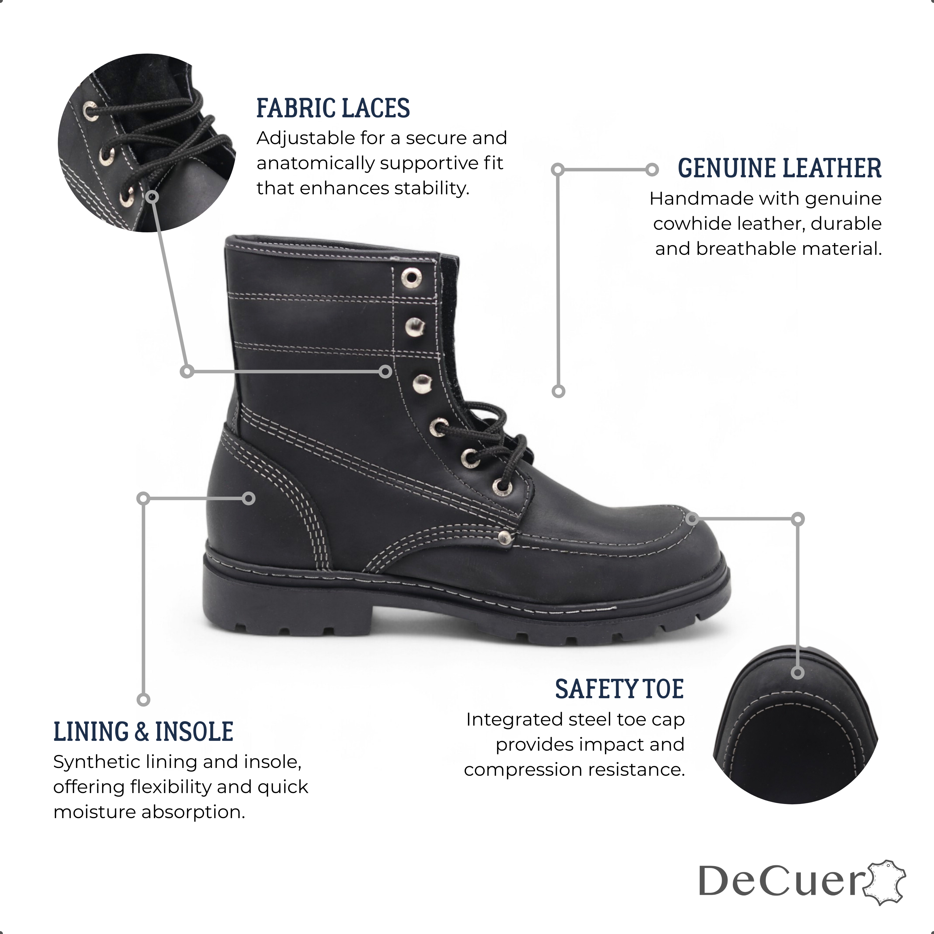 Trooper TR Men's Black Leather Steel Toe Boots