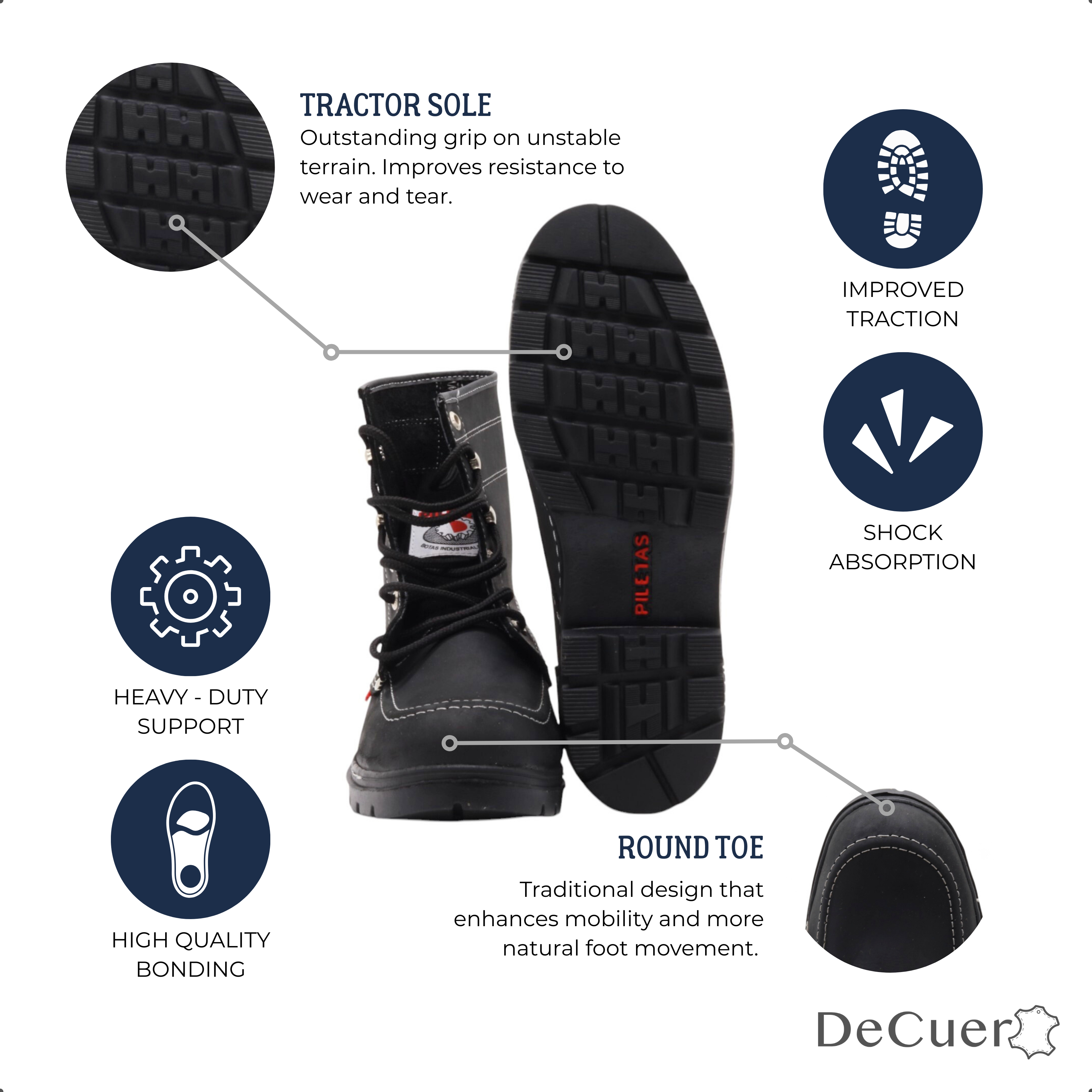 Trooper TR Men's Black Leather Steel Toe Boots