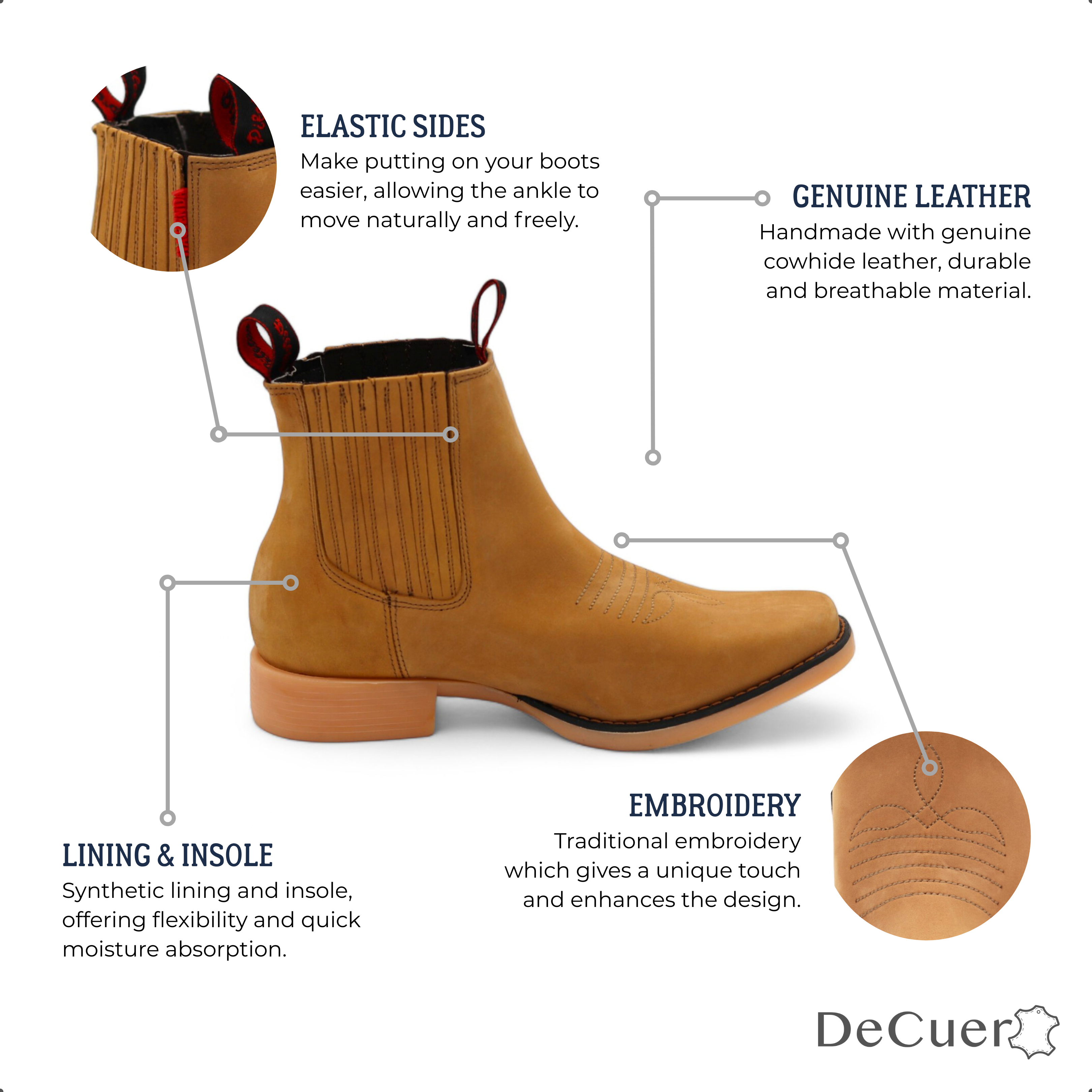 Hacienda Men's Camel Leather Short Boots