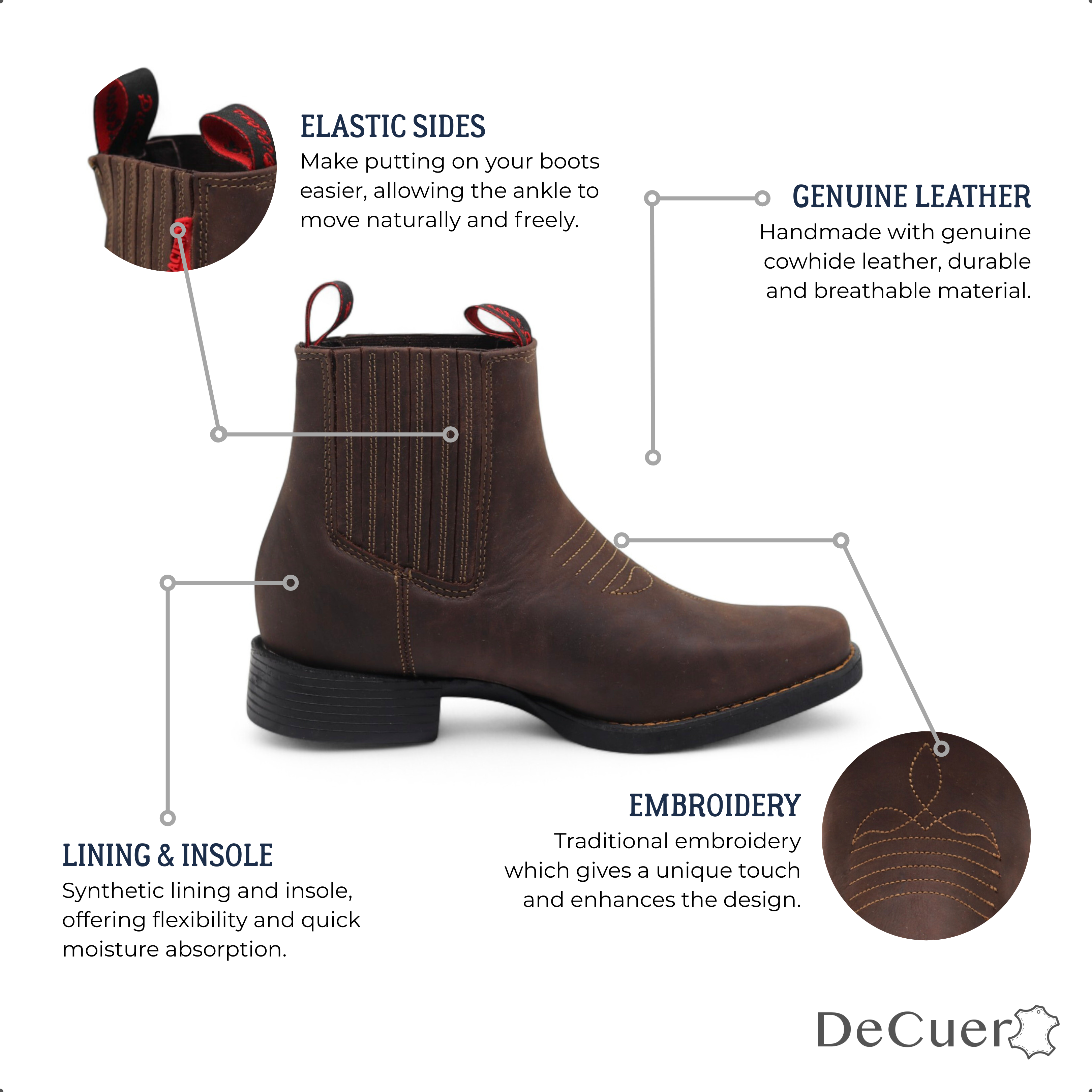 Hacienda Men's Brown Leather Short Boots