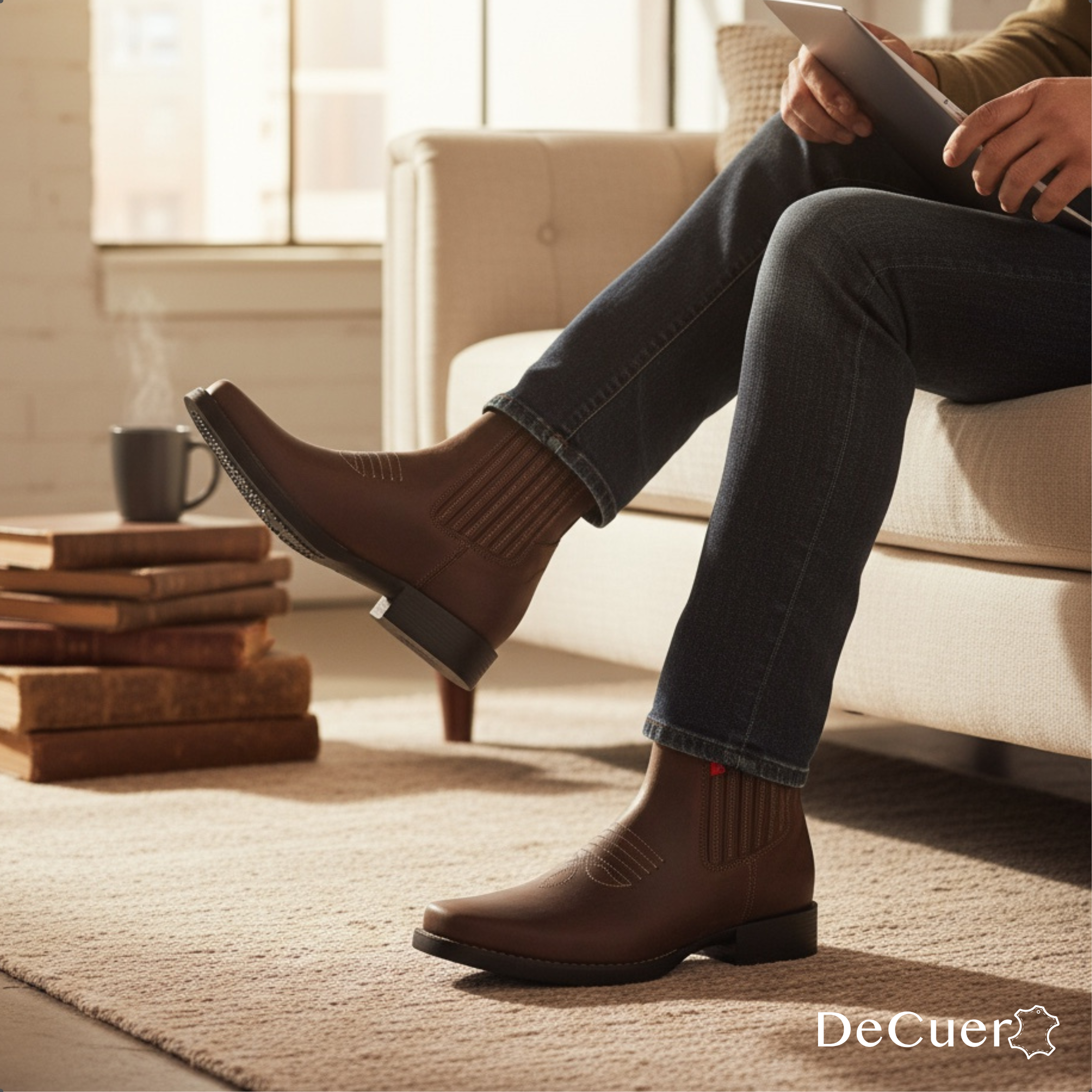 Hacienda Men's Brown Leather Short Boots