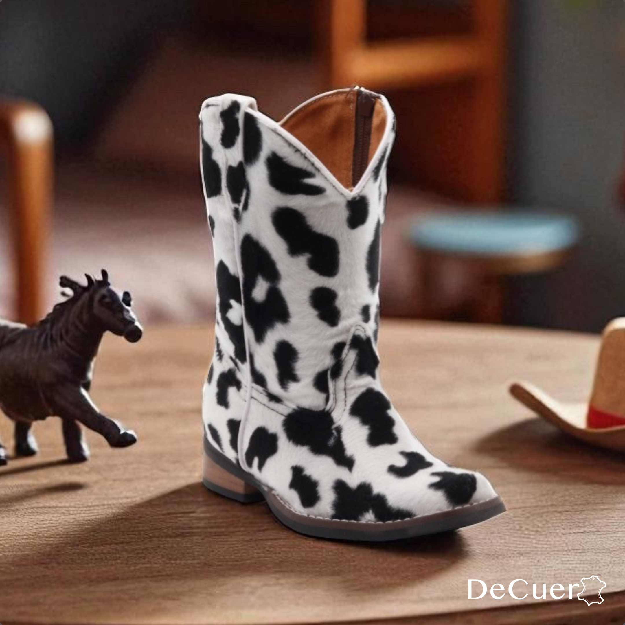 Beau Juniors Cow Print Leather Boots