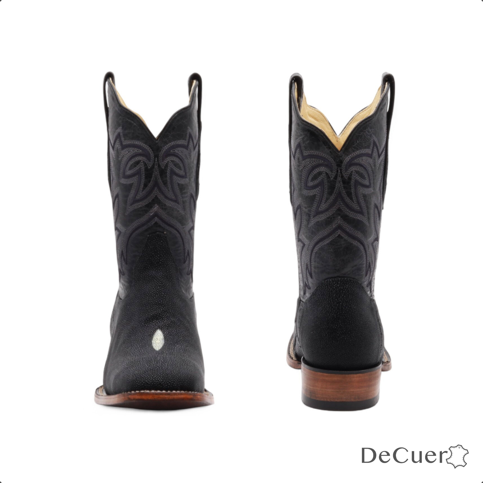 Naveen Men's Black Stingray Exotic Leather Boots