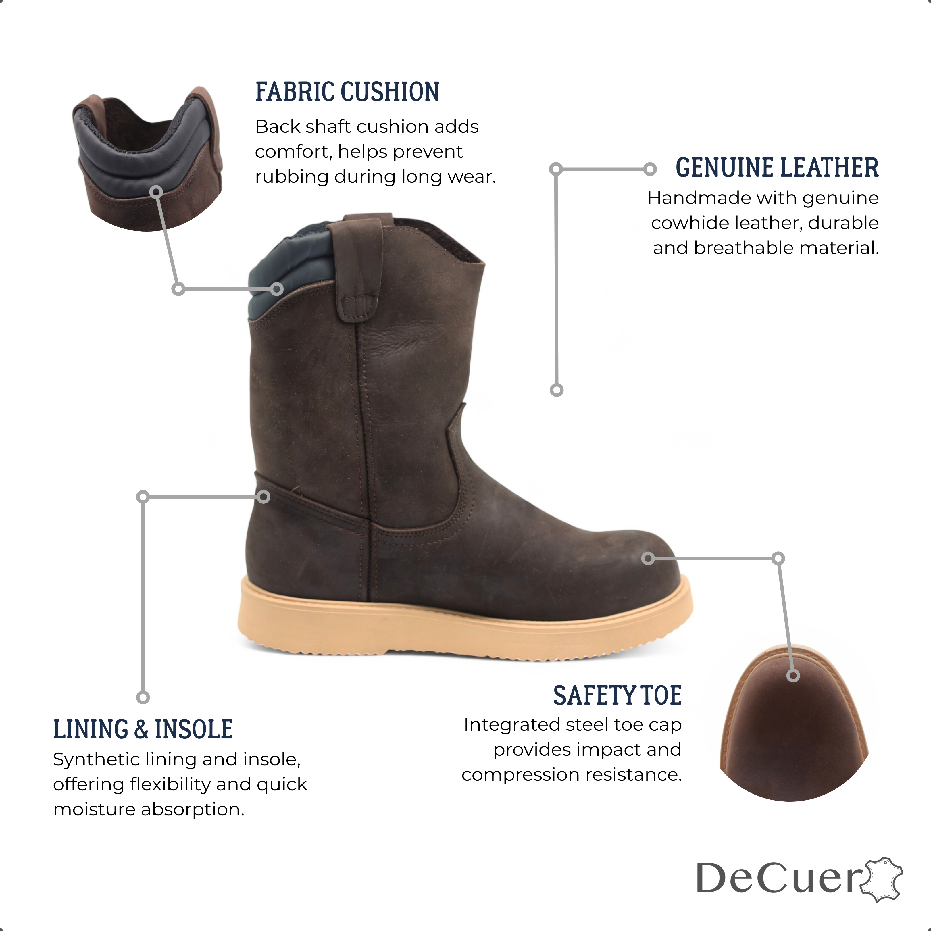 Rooper Men's Brown Leather Steel Toe Boots