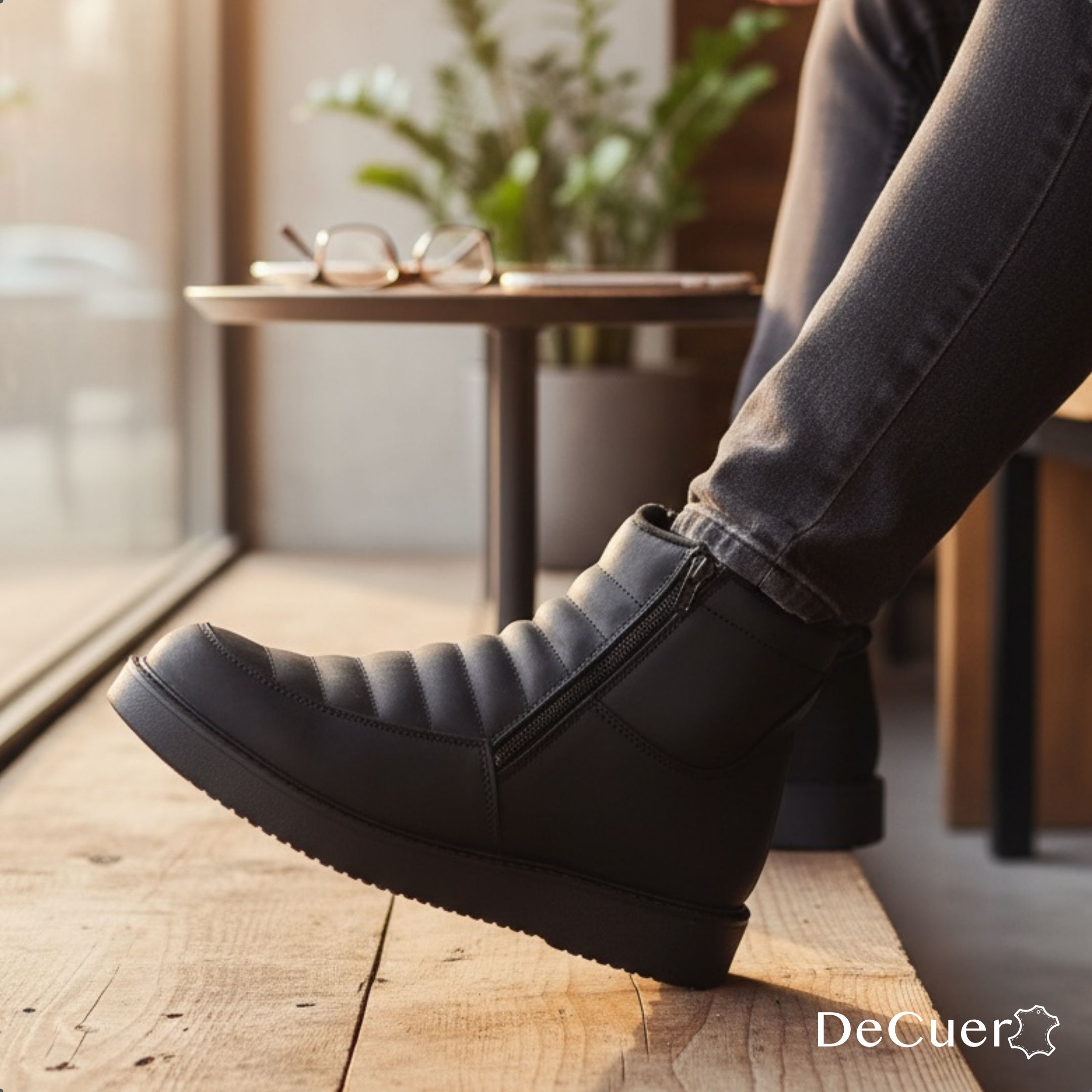 Nube Men's Black Leather Short Boots