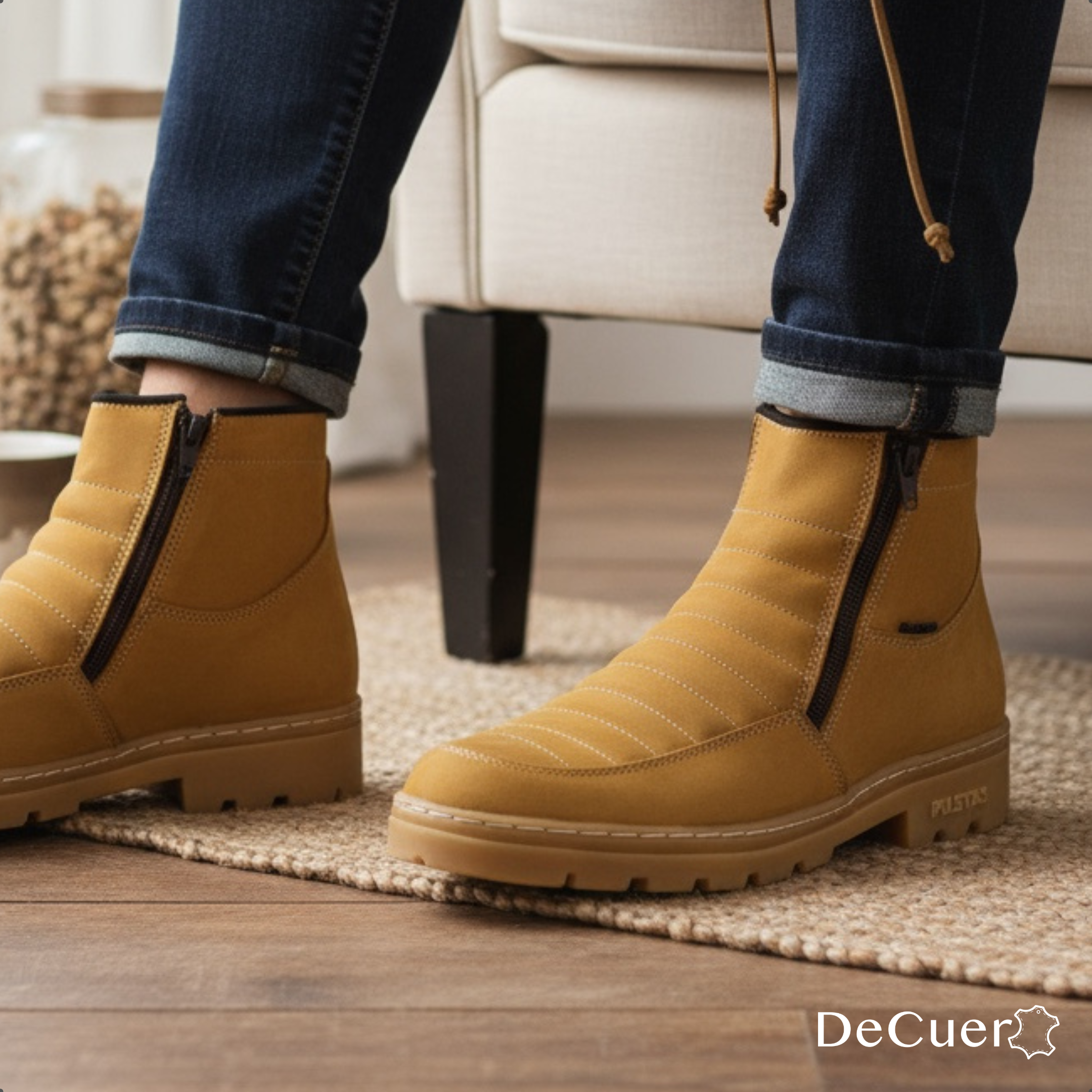 Nube TR Men's Camel Leather Short Boots