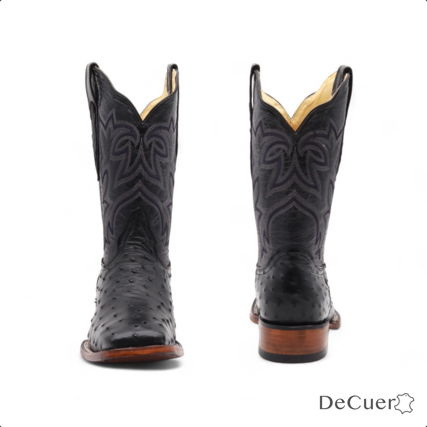 Tafari Men's Black Ostrich Exotic Leather Boots