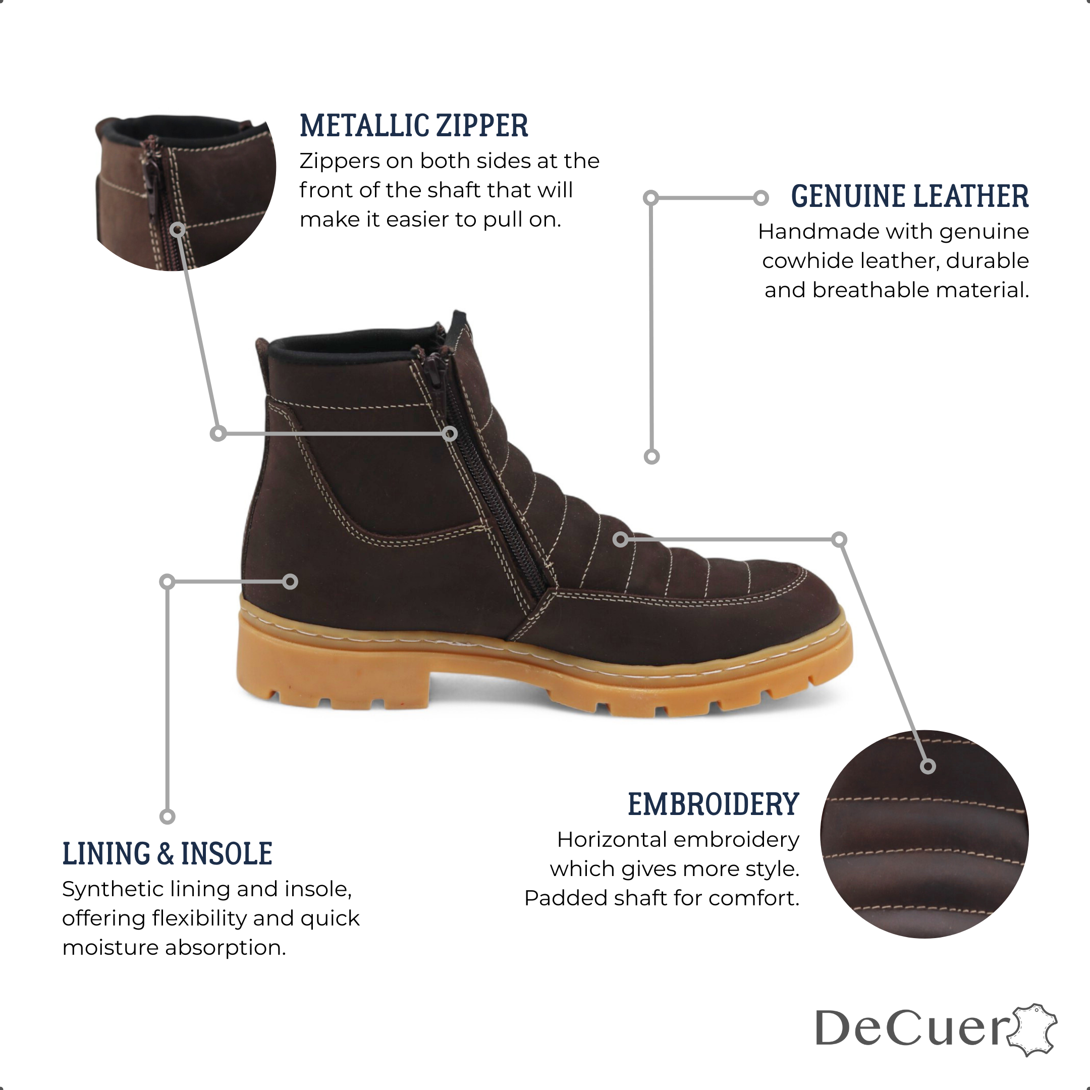 Nube TR Men's Brown Leather Short Boots