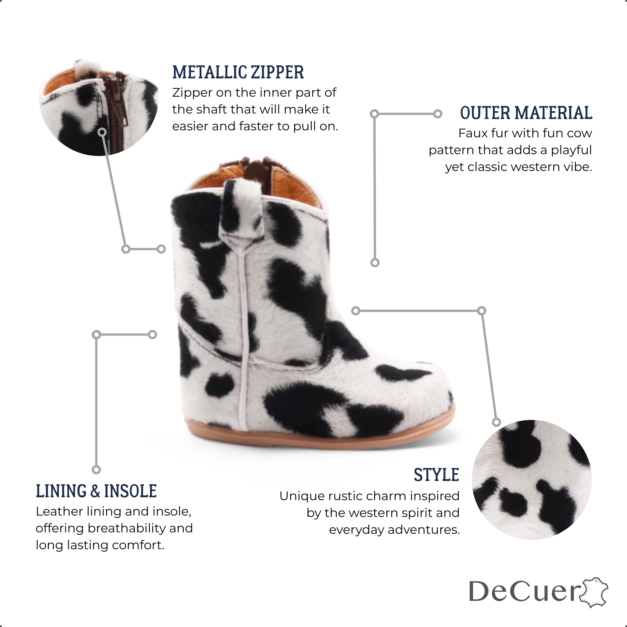 Beau Baby's Cow Print Leather Boots