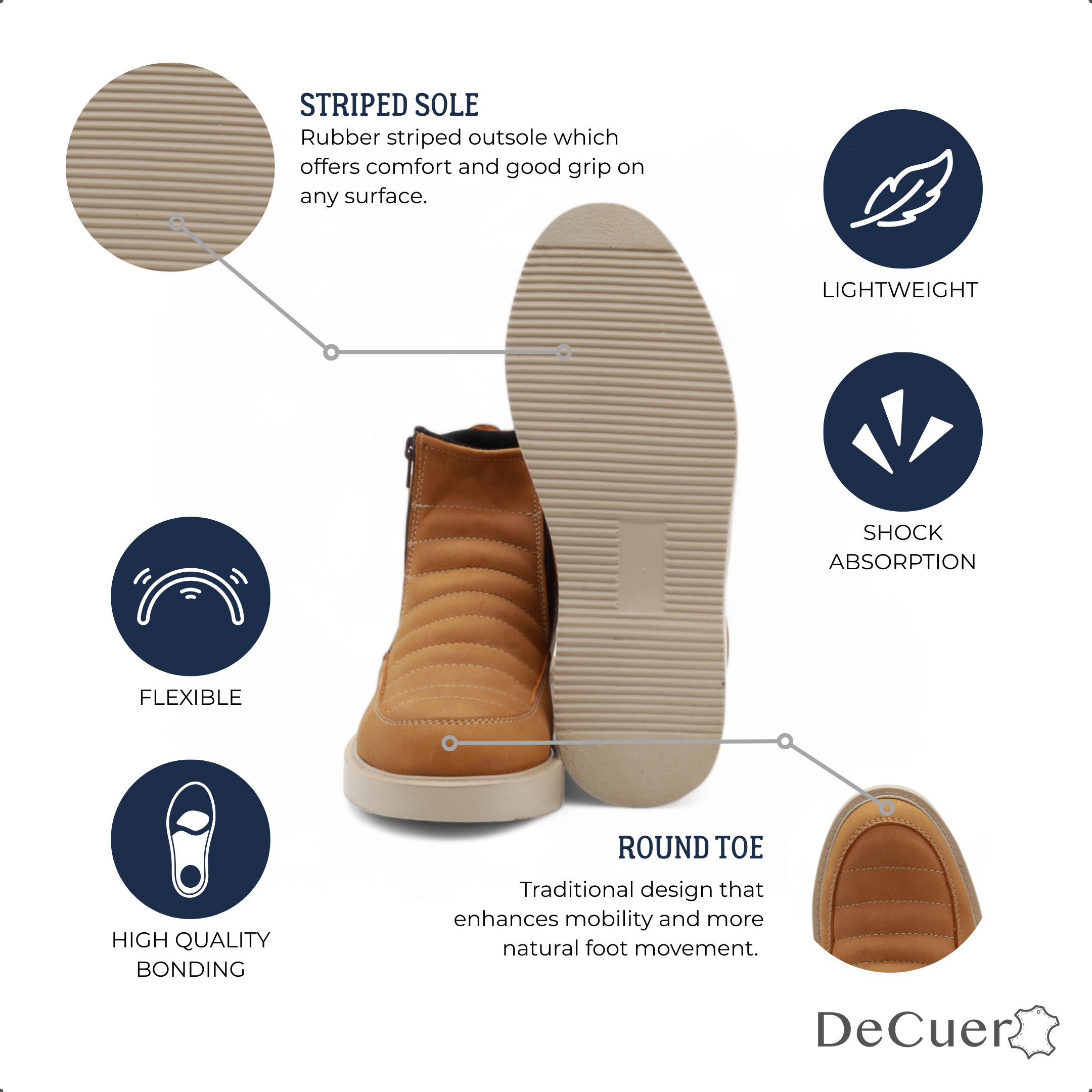 Nube Men's Camel Leather Short Boots