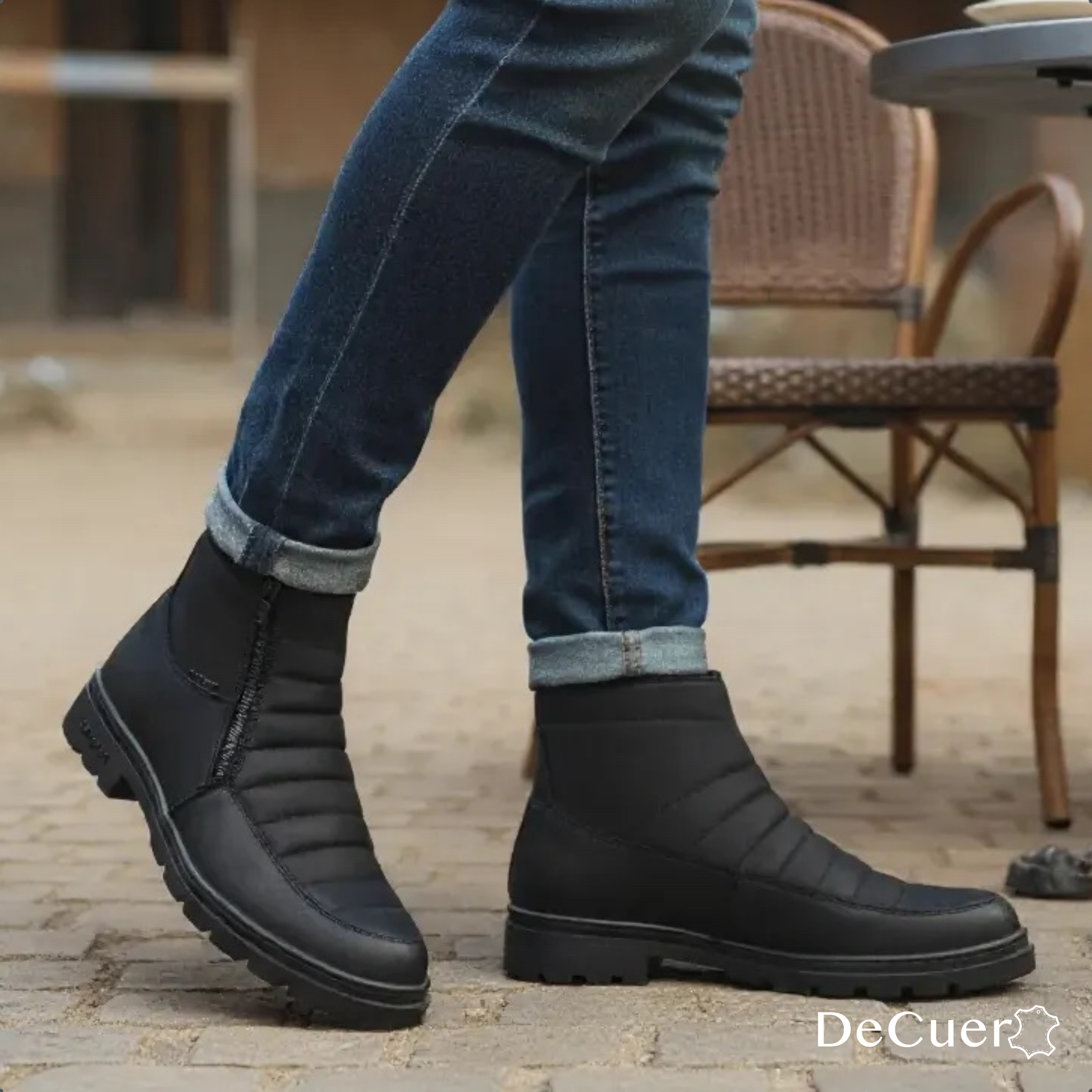 Nube TR Men's Black Leather Short Boots