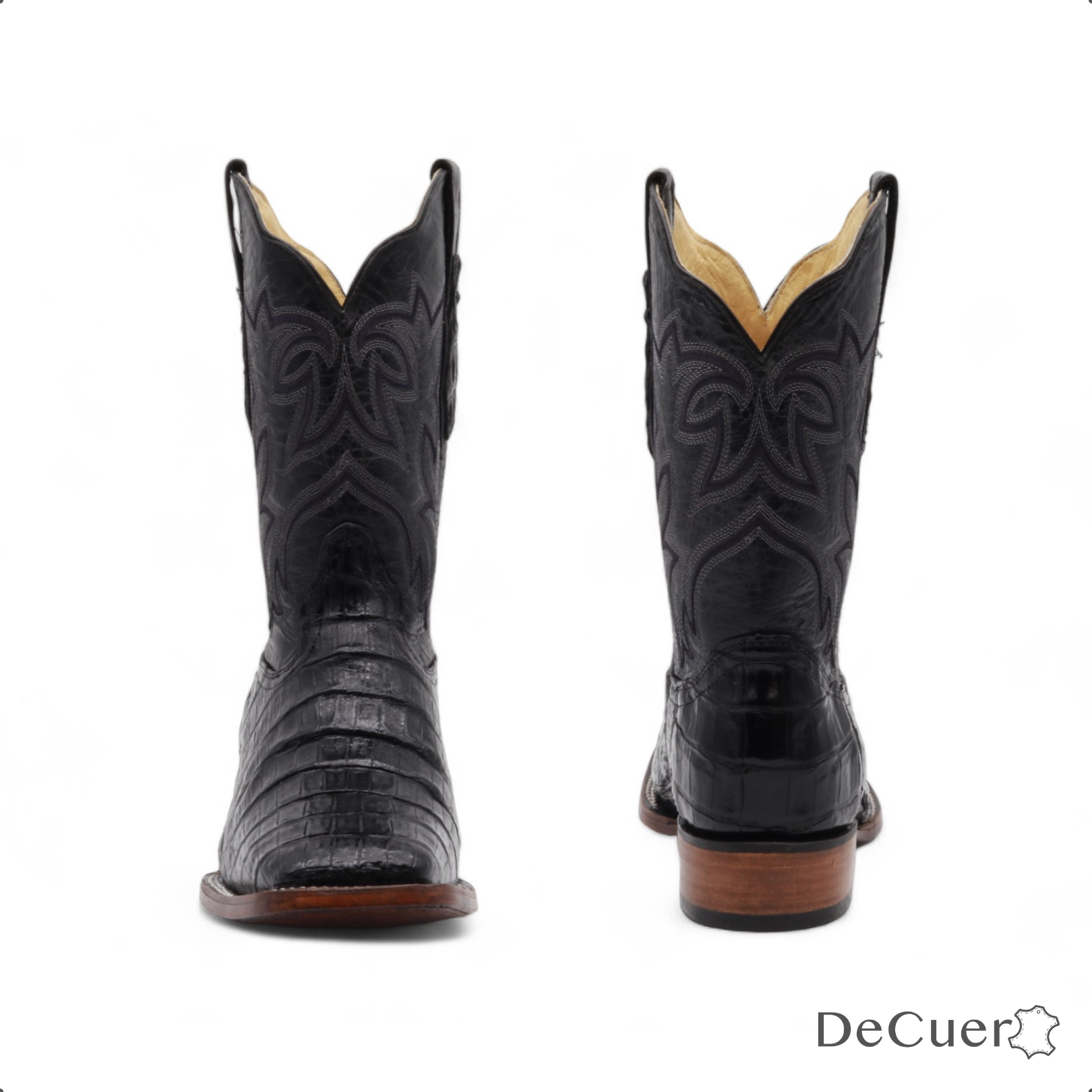 Keaton Men's Black Croc Belly Exotic Leather Boots