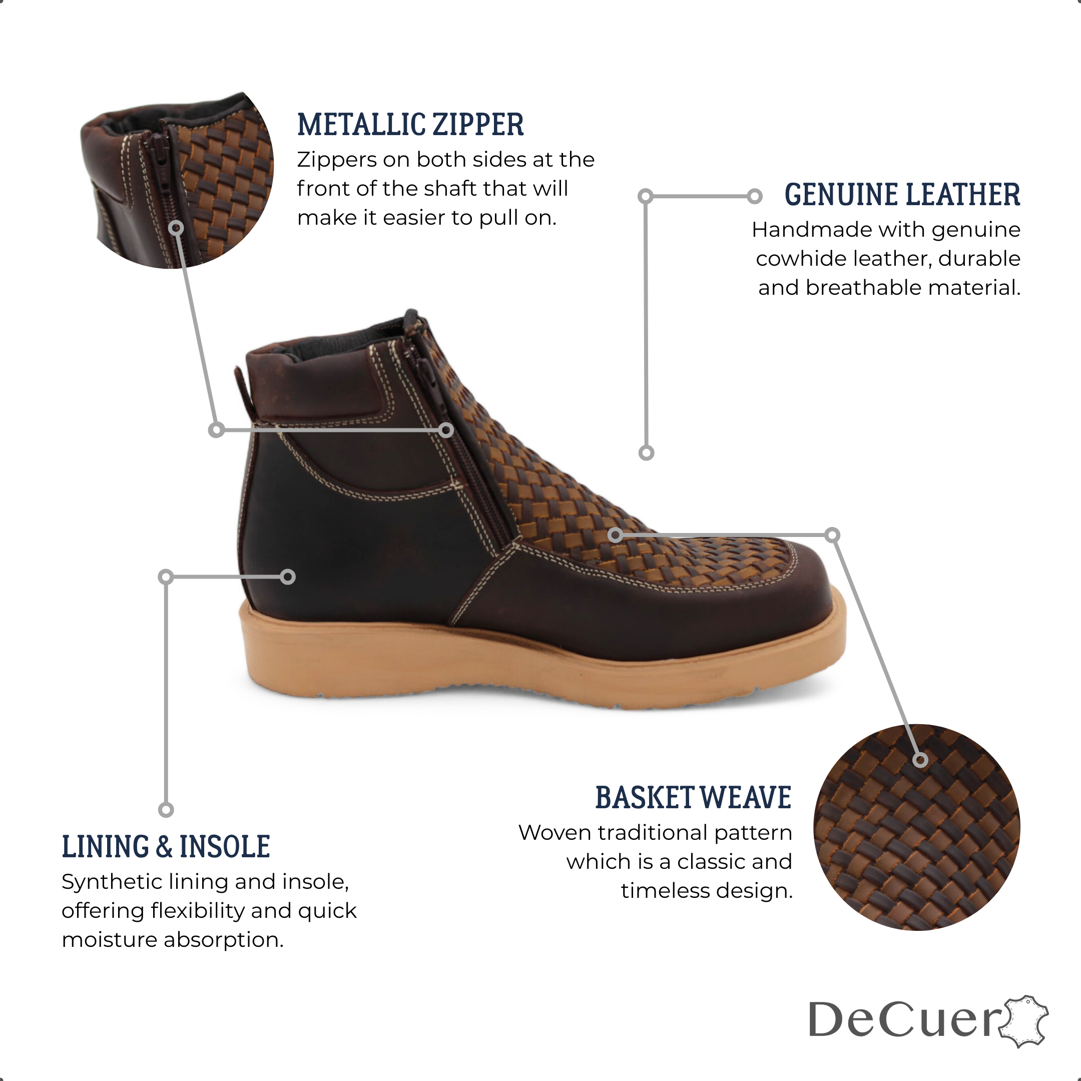 Tejido Men's Brown Leather Short Boots