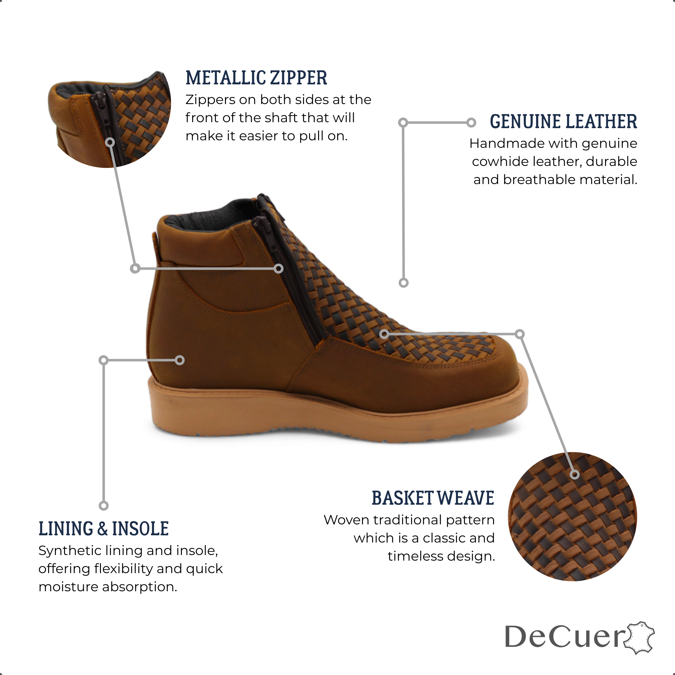 Tejido Men's Ocher Leather Short Boots