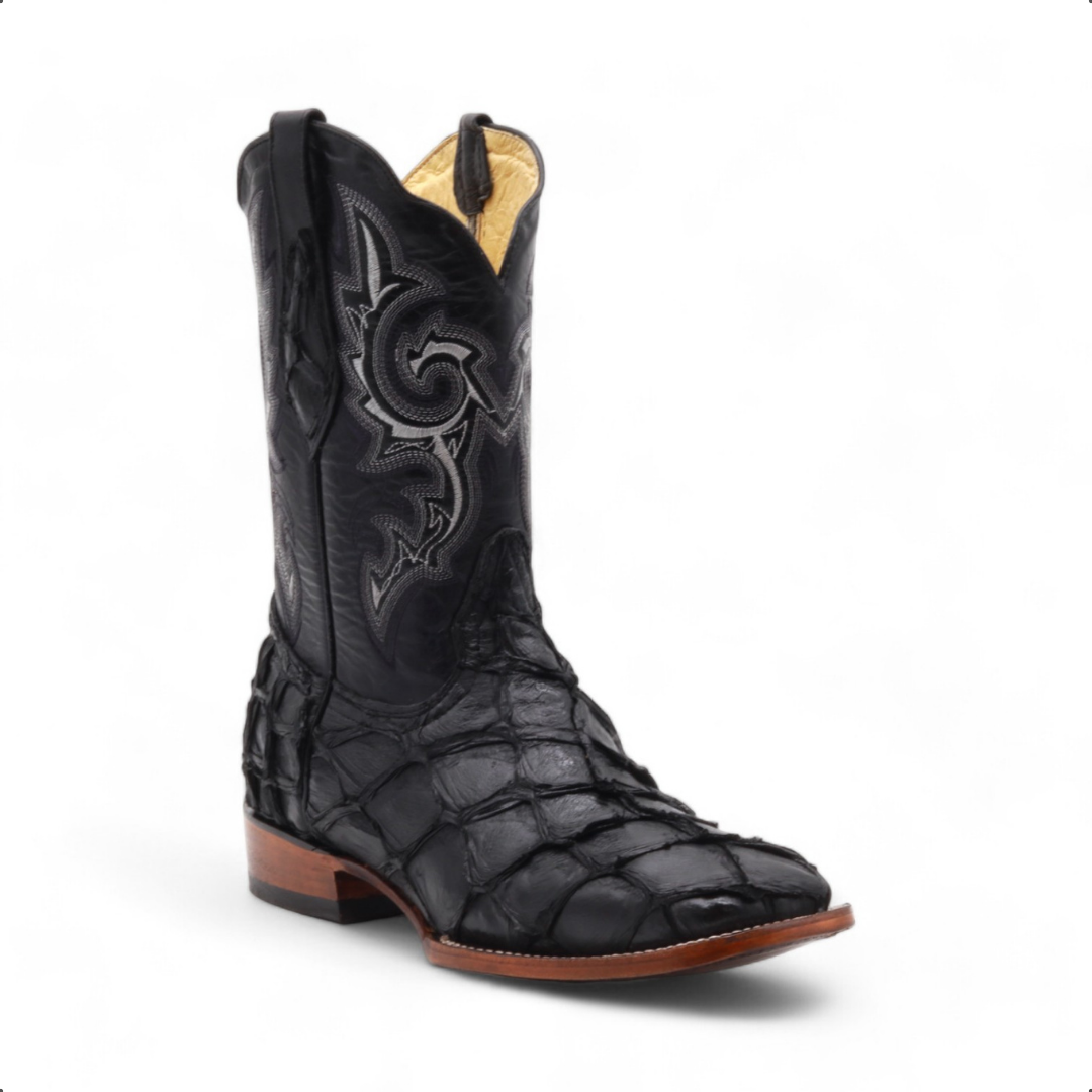 Orson Men's Black Pirarucu Exotic Leather Boots