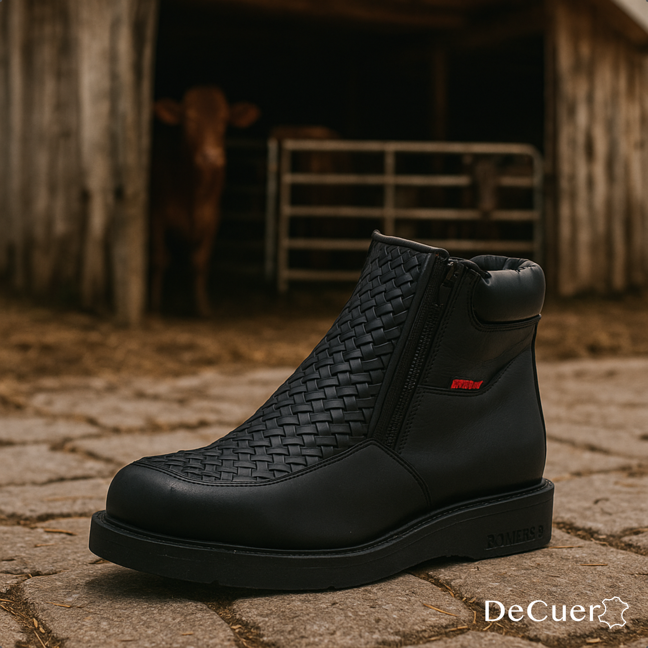 Tejido Men's Black Leather Short Boots