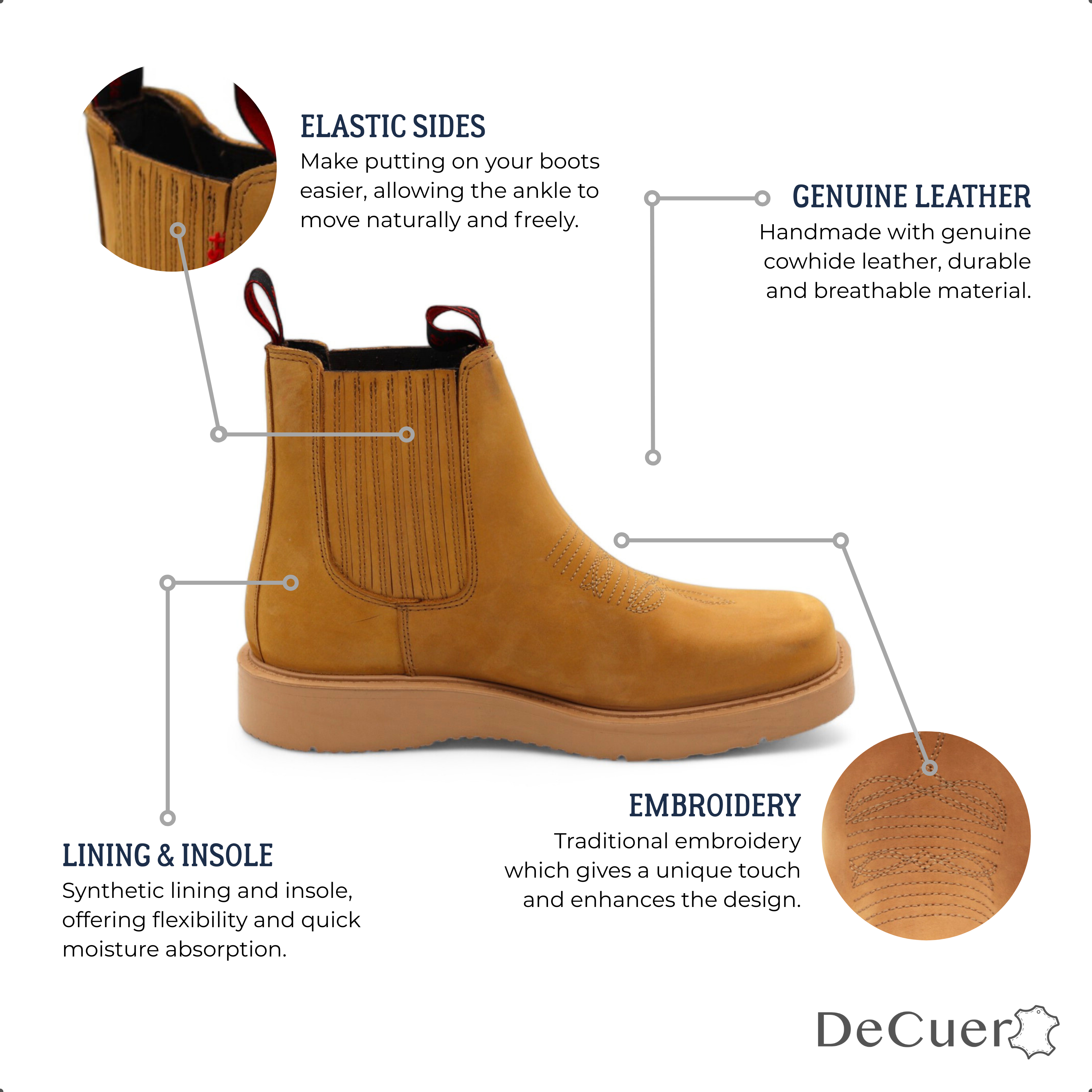 Cuatrero Men's Camel Leather Short Boots