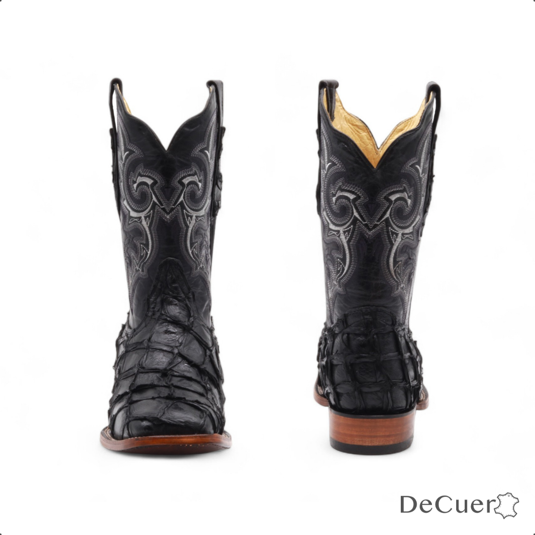 Orson Men's Black Pirarucu Exotic Leather Boots