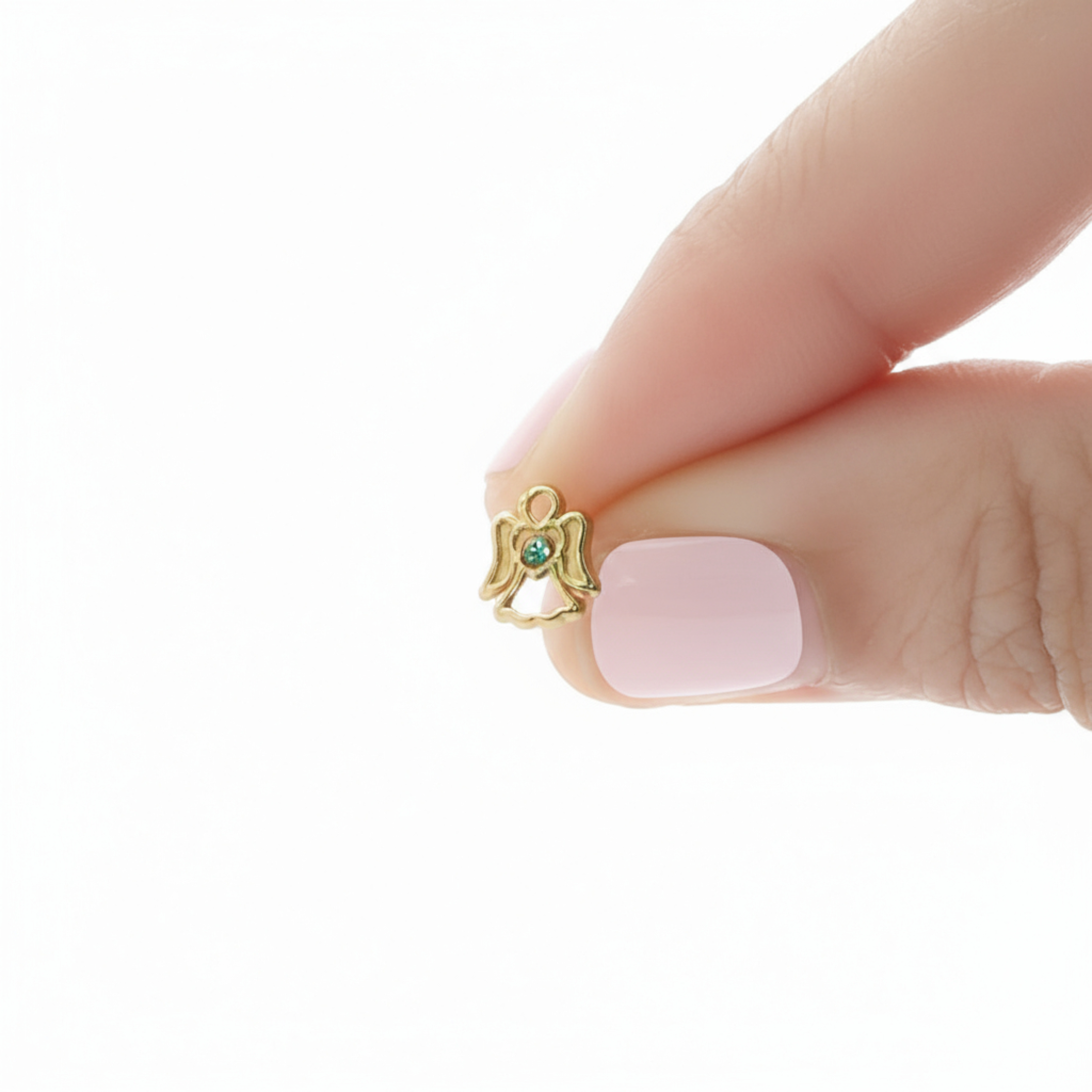 Yellow Gold 10K Angel Stud Earrings with Round Cut Cz