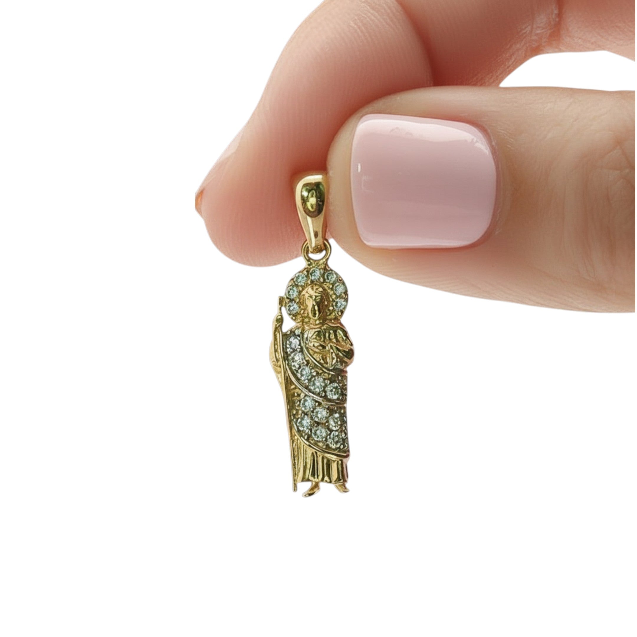 Yellow Gold 10K St. Jude Pendant with Round Cut Cz