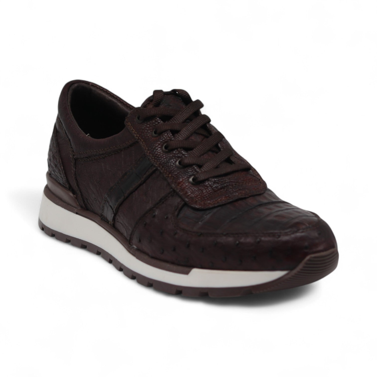 Fabio Men's Brown Croc Belly Exotic Leather Sneakers