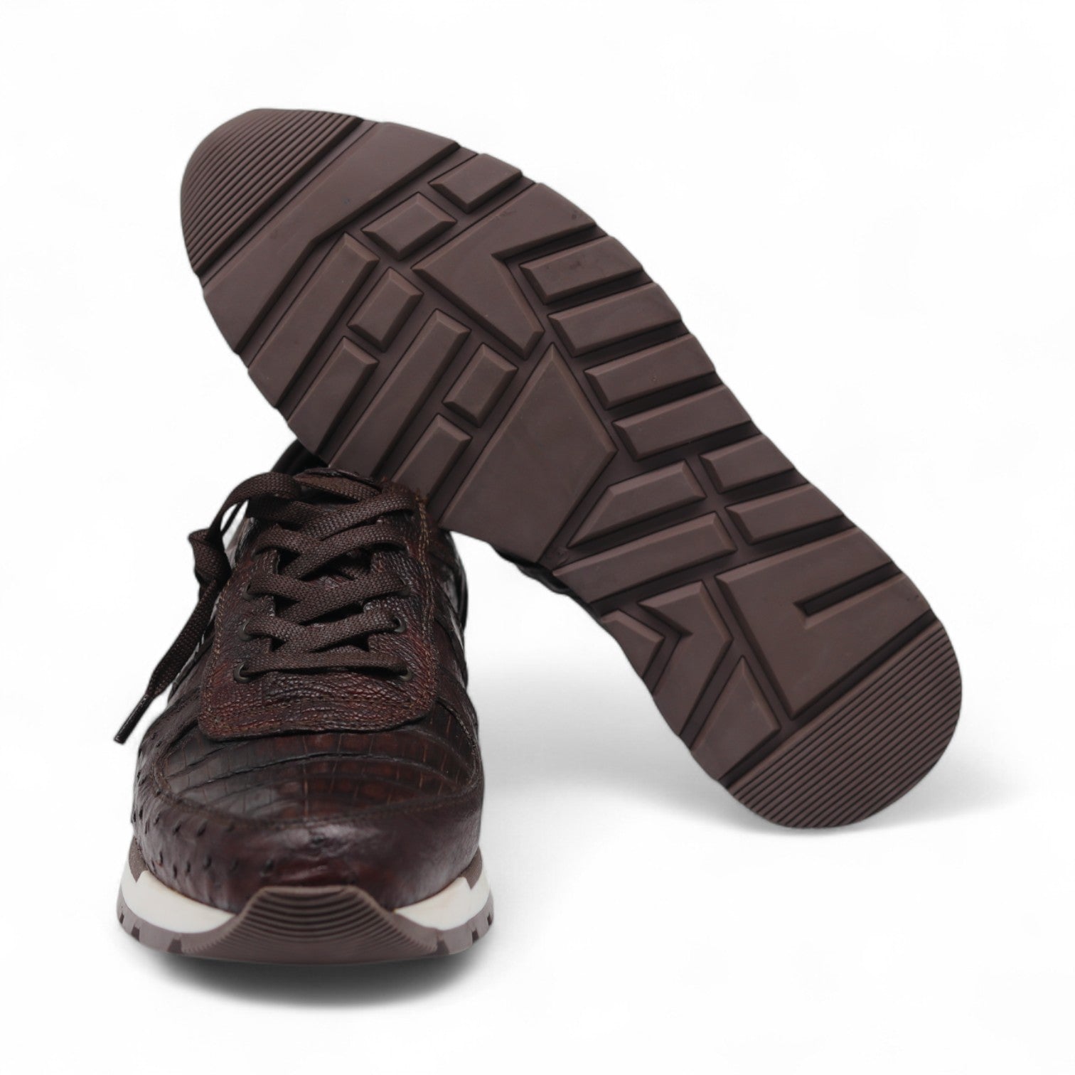 Fabio Men's Brown Croc Belly Exotic Leather Sneakers