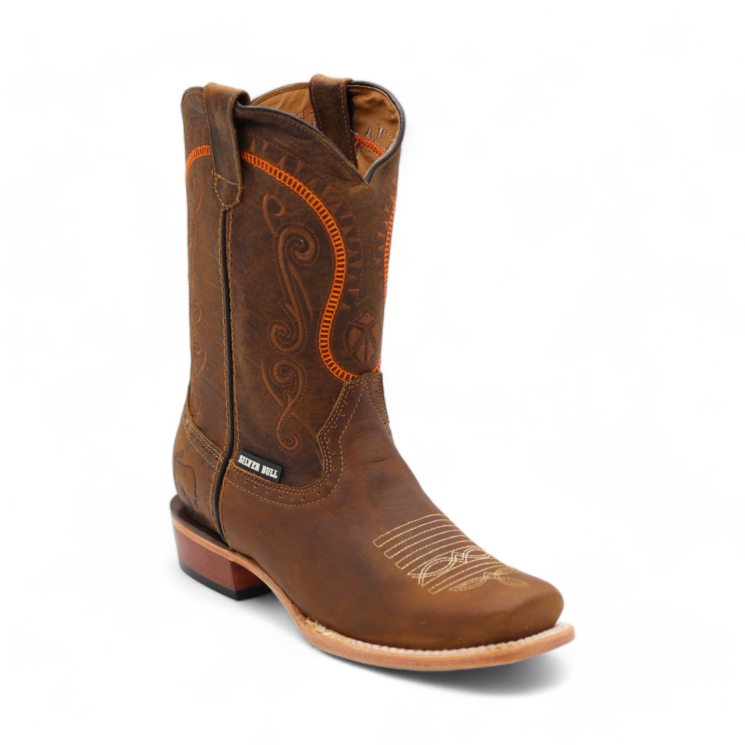 Houston Men's Elephant Print Brown Leather Boots