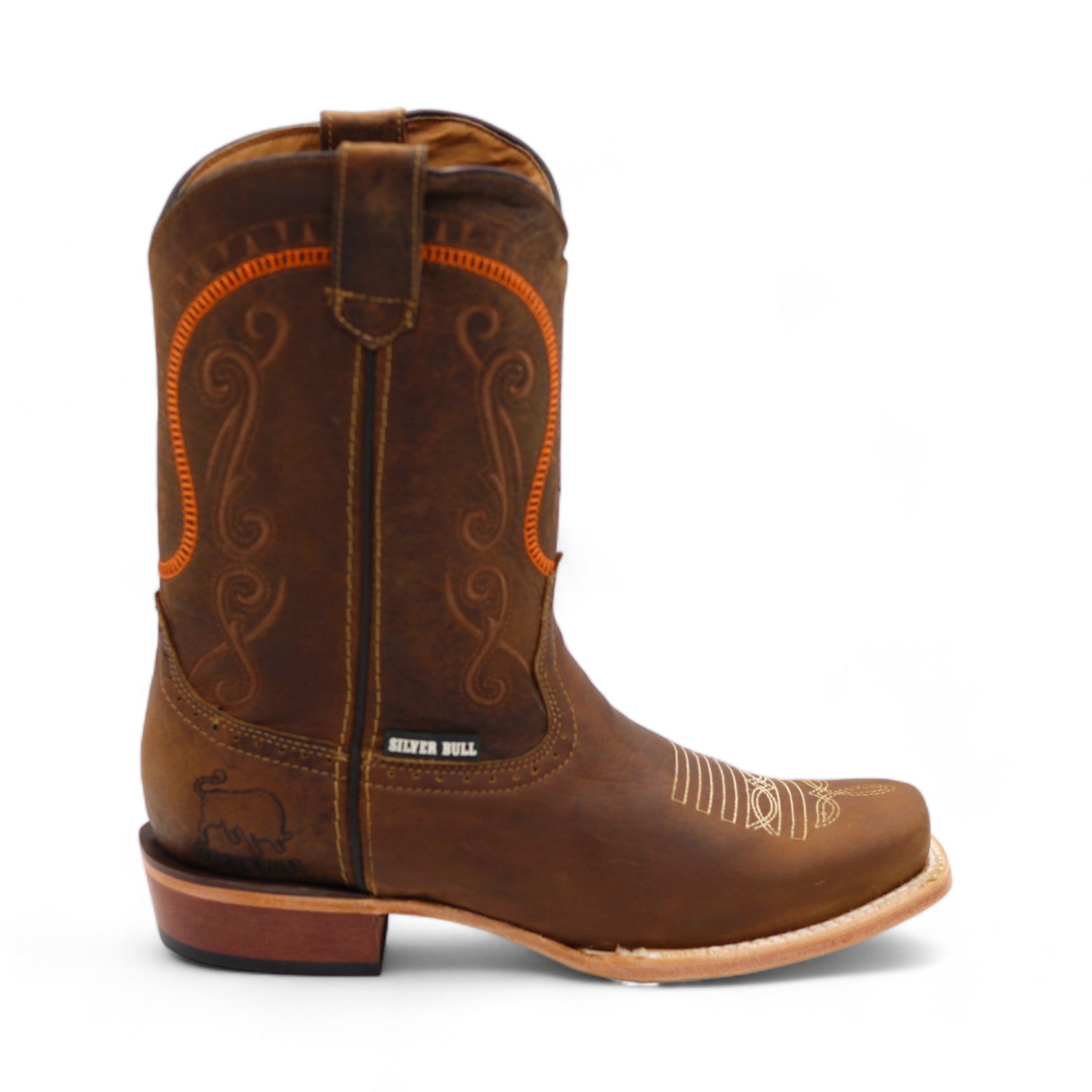 Houston Men's Elephant Print Brown Leather Boots