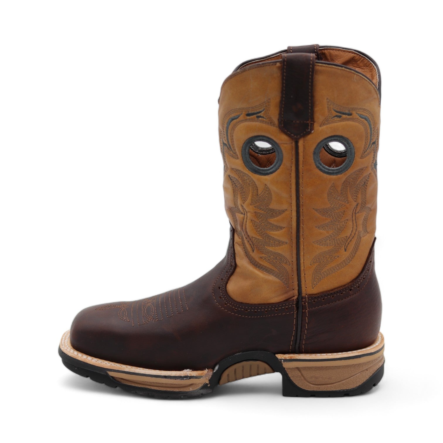 Dallas Men's Fox Print Brown and Honey Leather Boots