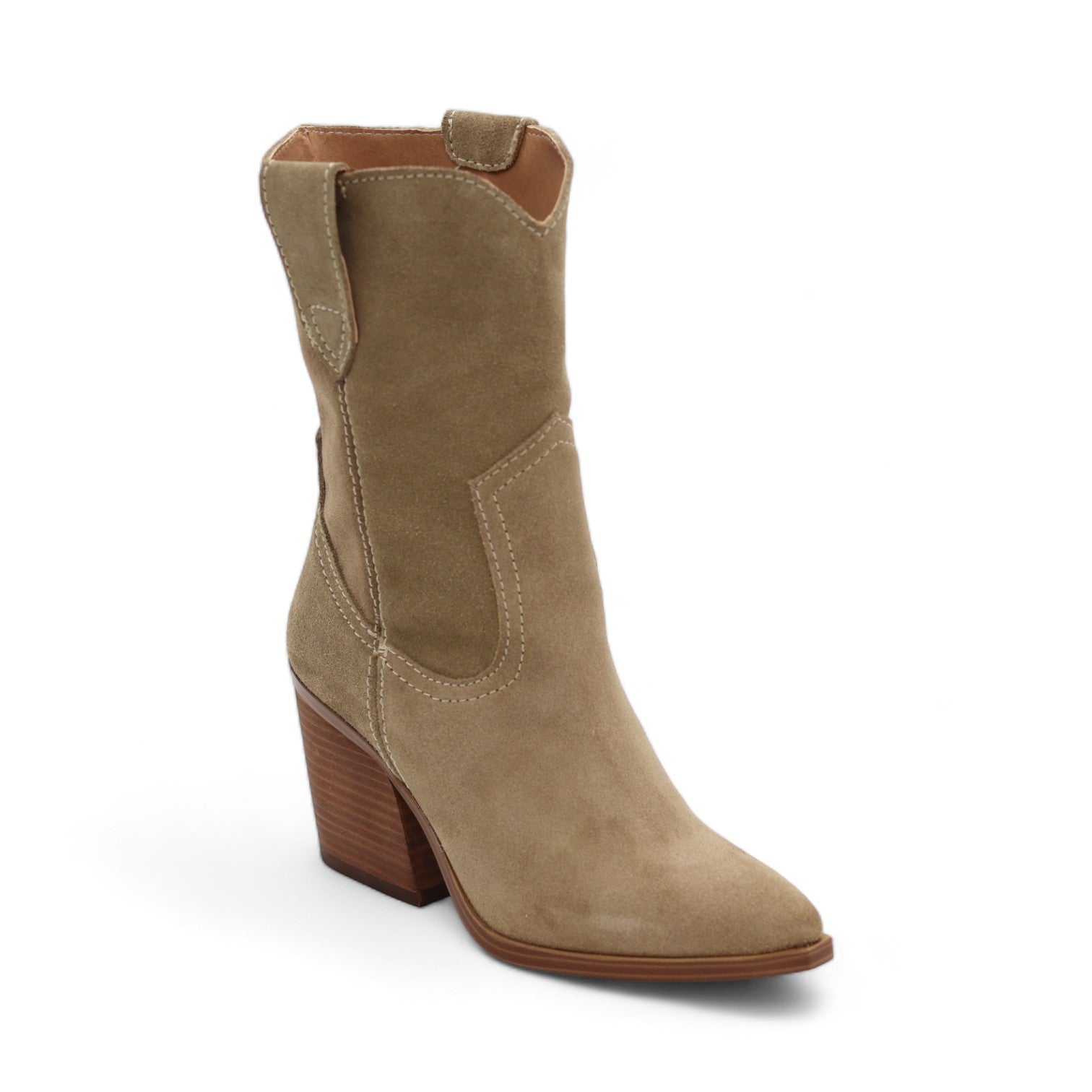 Bufalo Women's Beige Suede Leather Short Boots