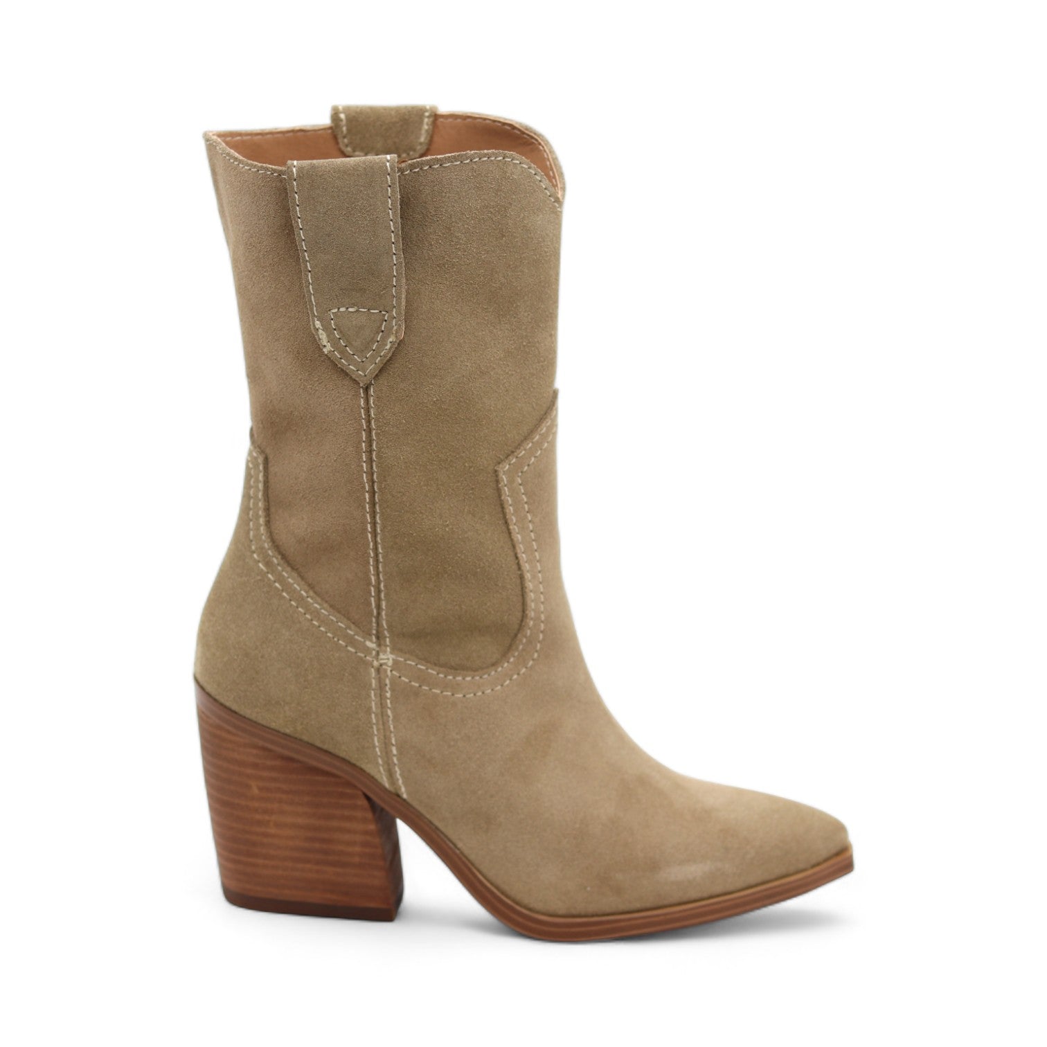 Bufalo Women's Beige Suede Leather Short Boots